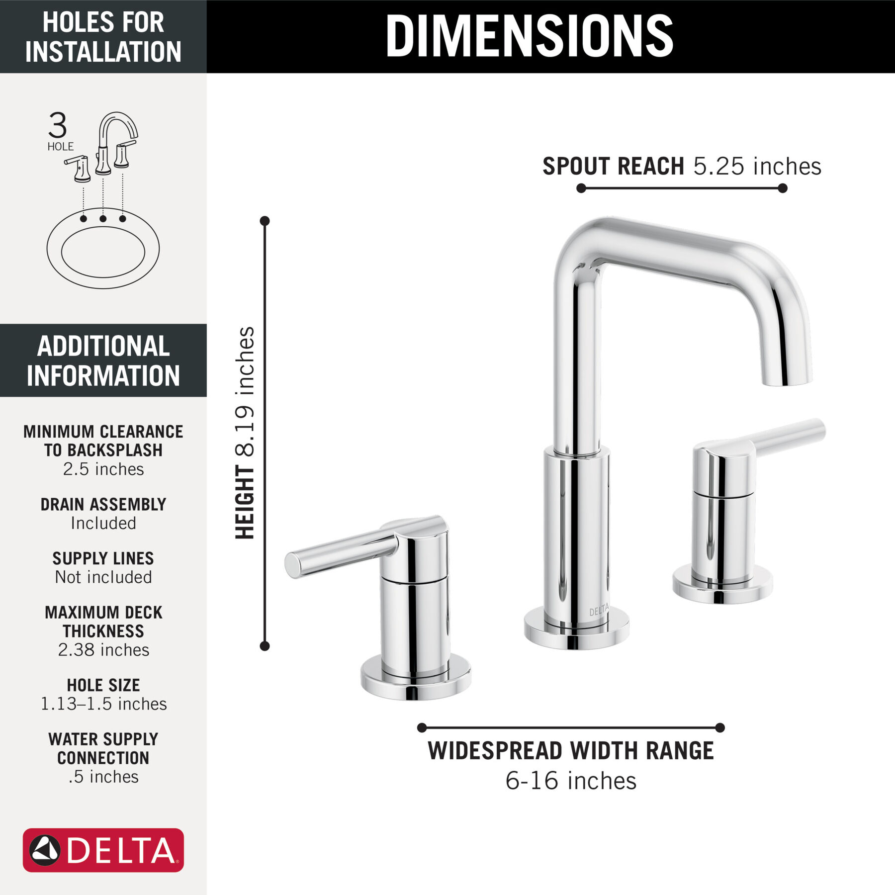 Widespread Lavatory Faucet with Shower Trim Bundle - 14 Series in Chrome — thumbnail 3