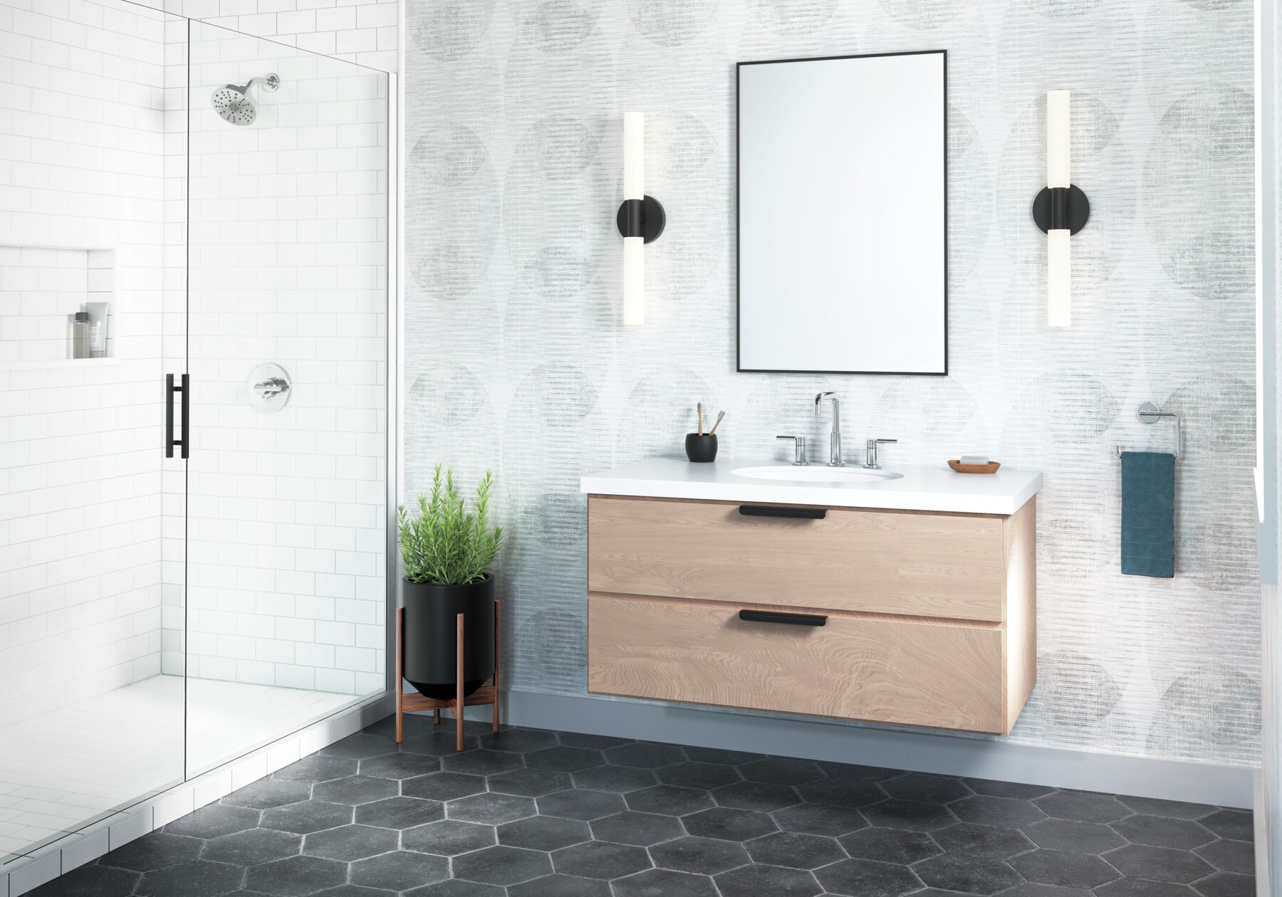 Widespread Lavatory Faucet with Shower Trim Bundle - 14 Series in Chrome — thumbnail 2