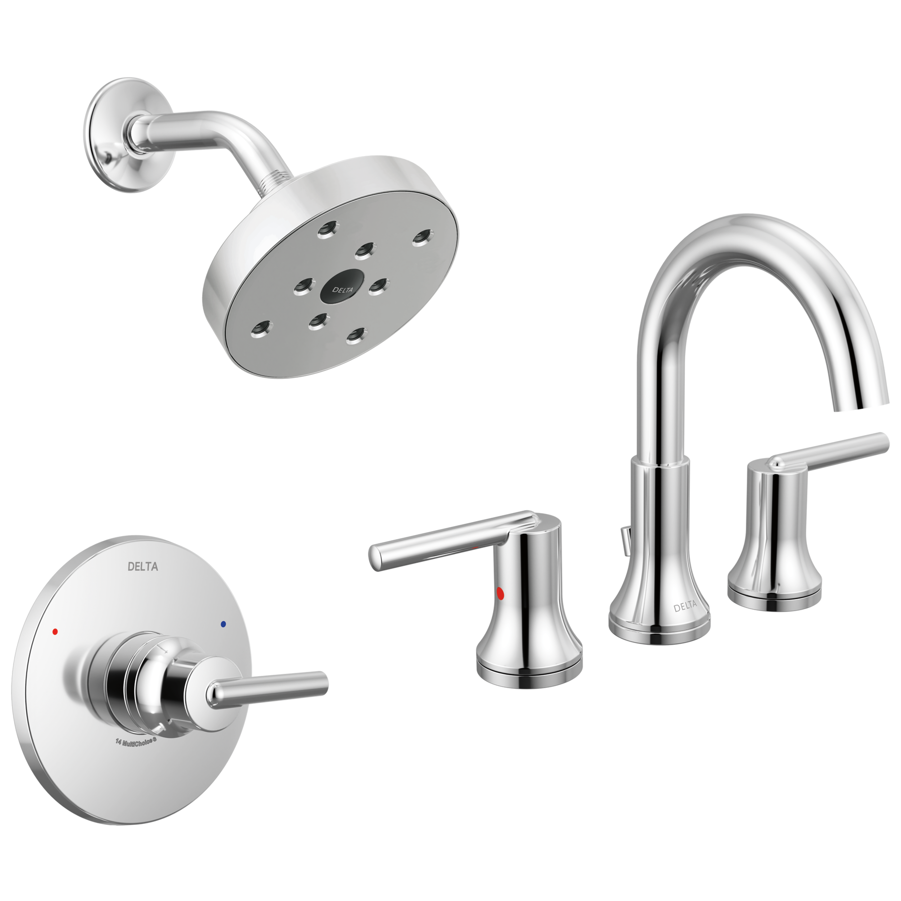 Widespread Lavatory Faucet with Shower Trim Bundle - 14 Series in Chrome — image 1