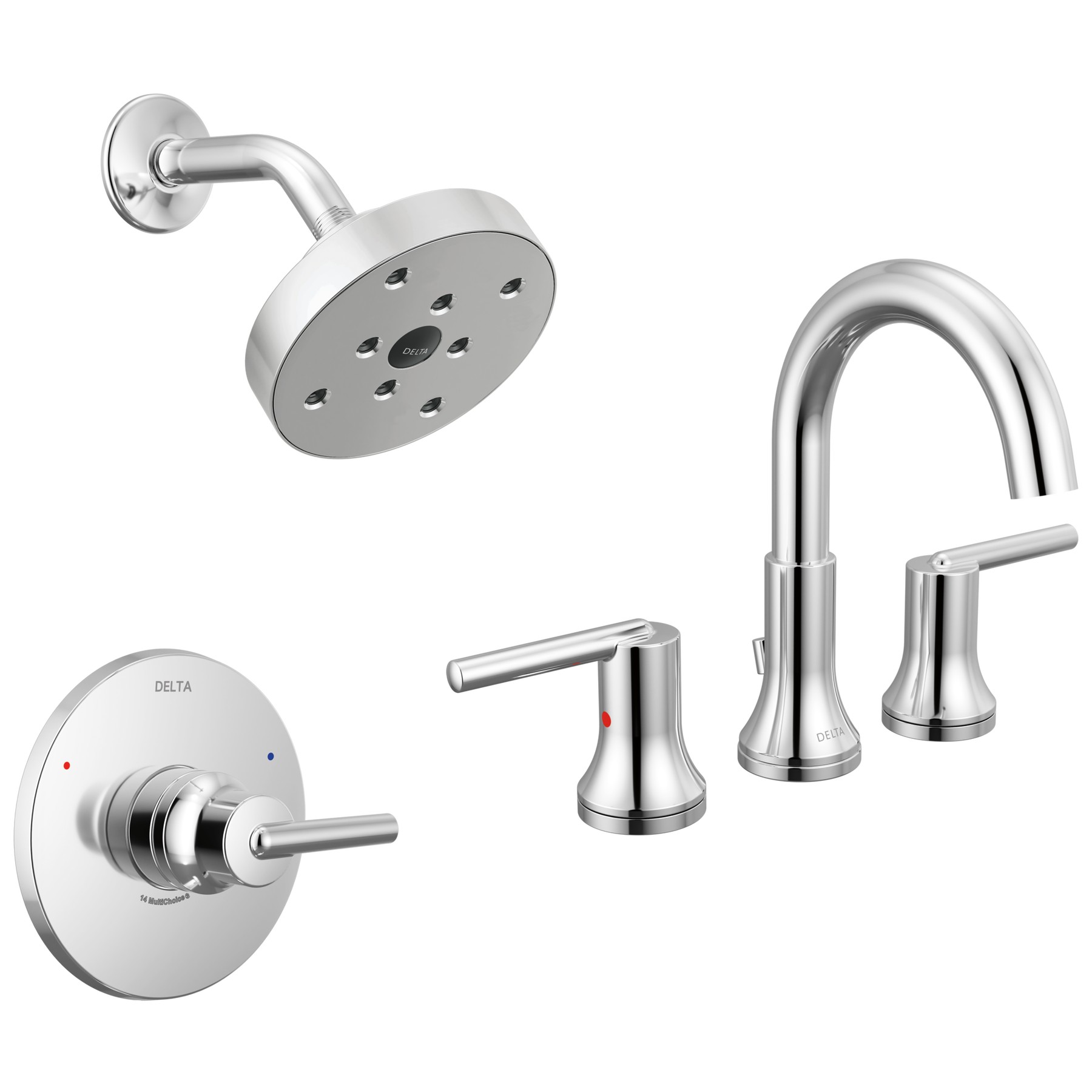 Widespread Lavatory Faucet with Shower Trim Bundle - 14 Series in Chrome — image 1