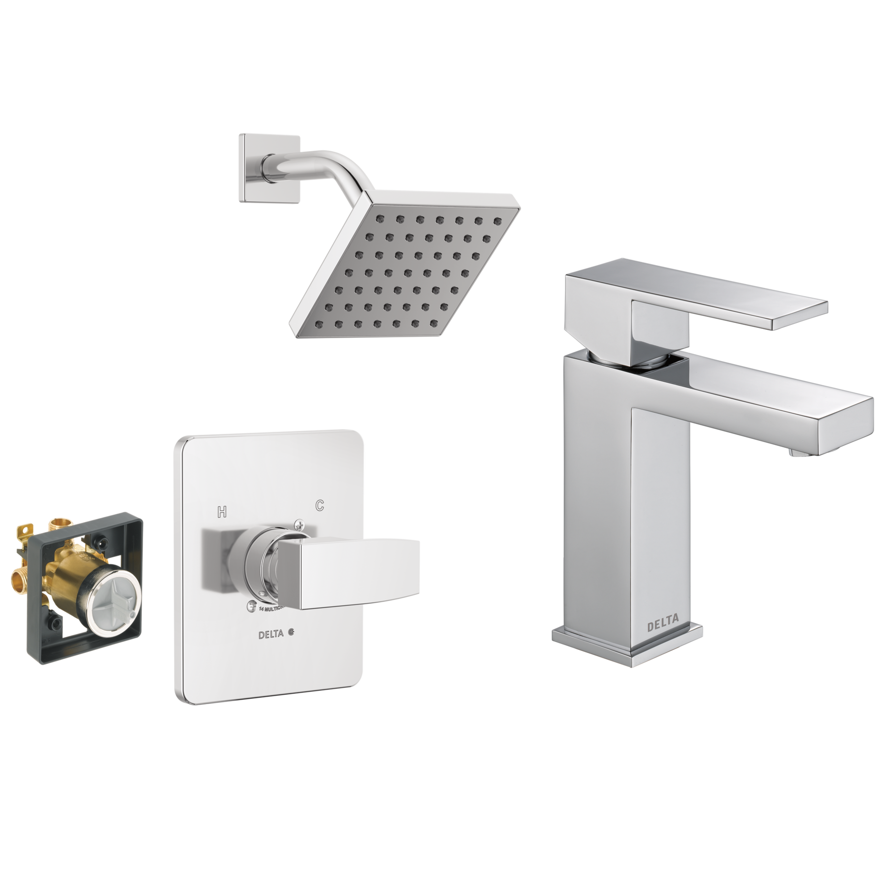 Single-Hole Lavatory Faucet with Shower Trim and Rough Bundle - 14 Series in Chrome — thumbnail 2