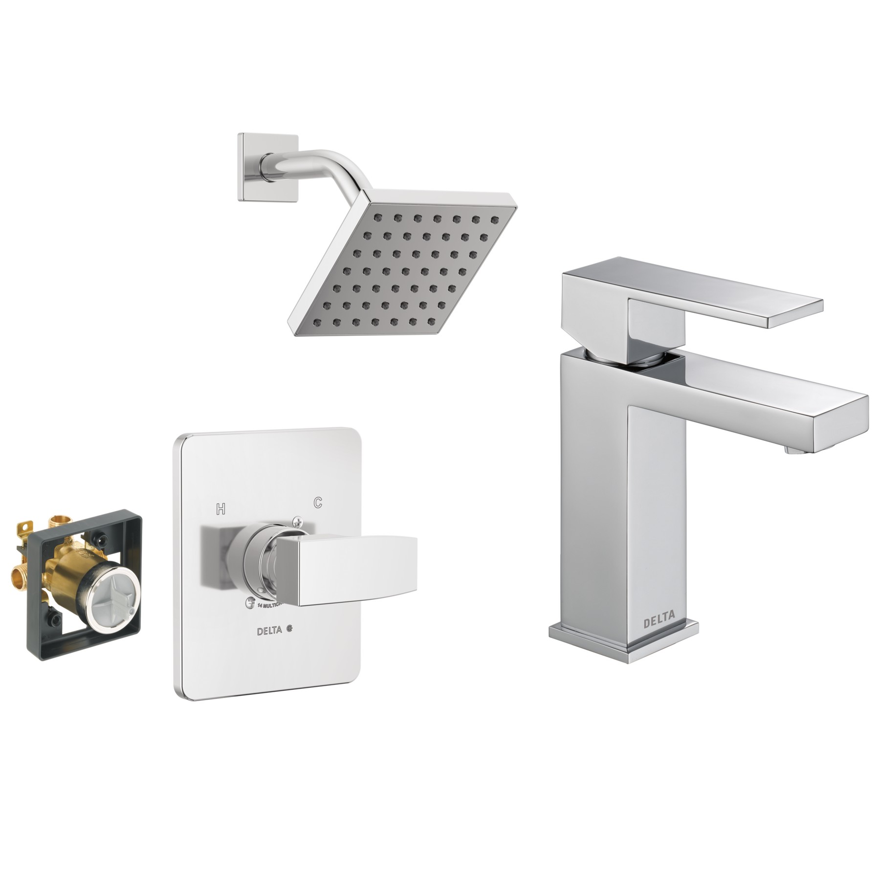 Single-Hole Lavatory Faucet with Shower Trim and Rough Bundle - 14 Series in Chrome — image 1