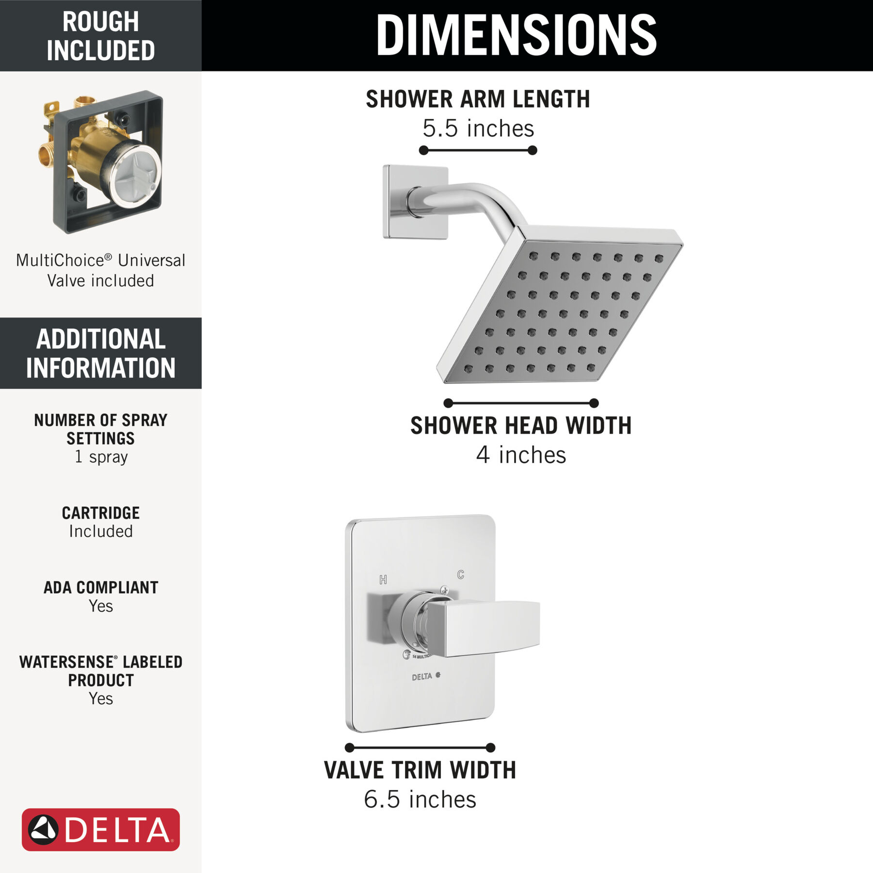 Single-Hole Lavatory Faucet with Shower Trim and Rough Bundle - 14 Series in Chrome — thumbnail 3