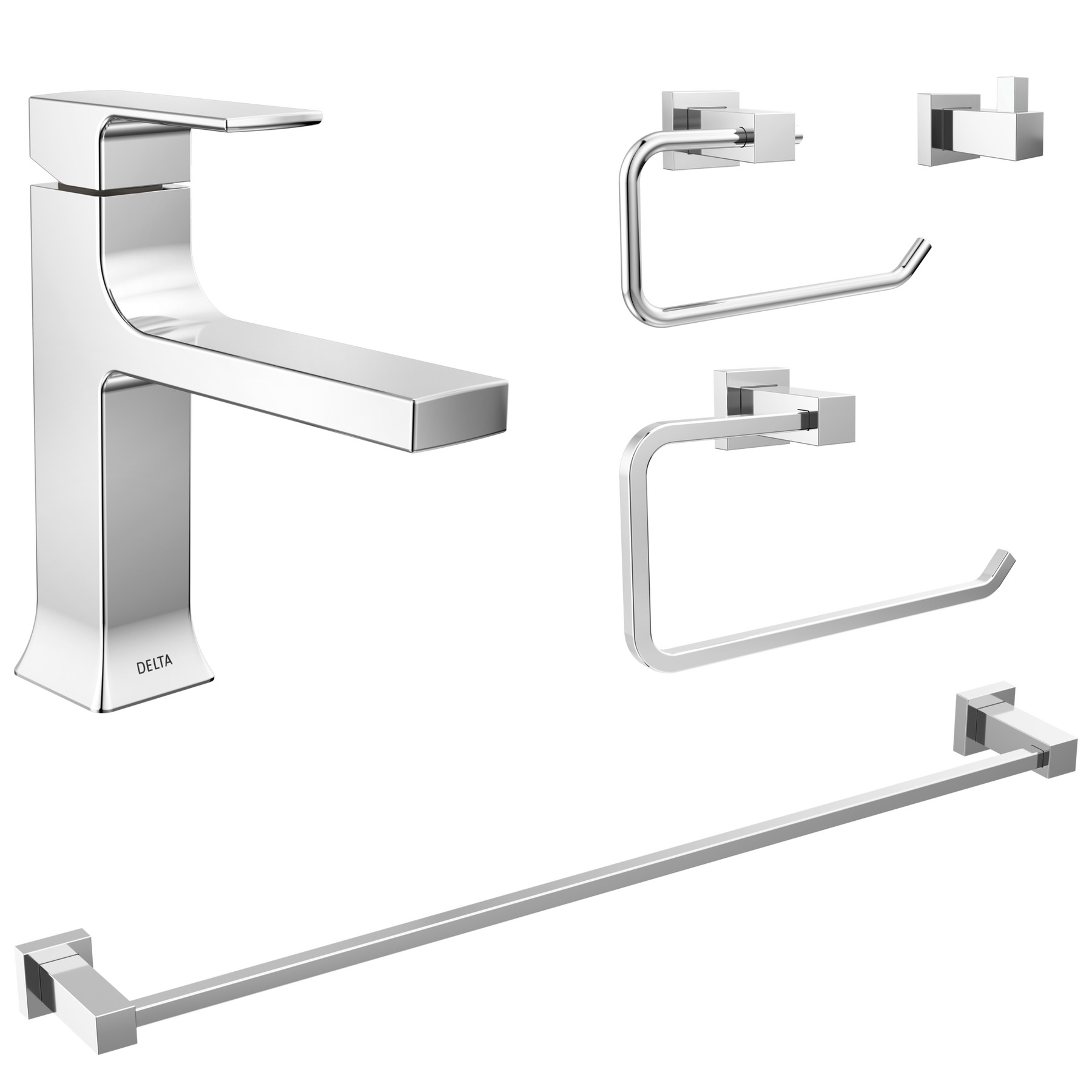 Single Handle Lavatory Faucet with Bathroom Accessories Bundle in Chrome — image 1