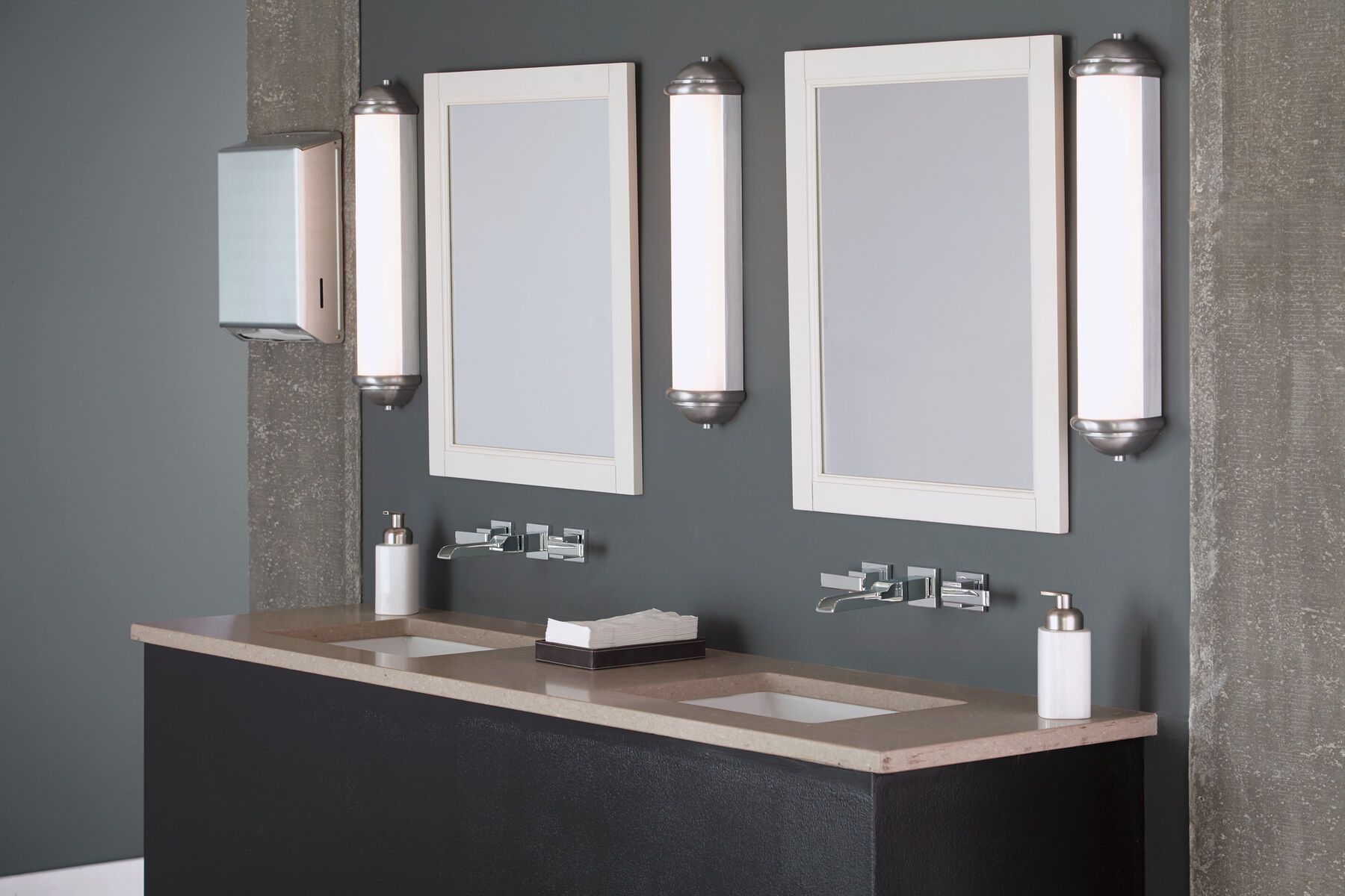 Two Handle Wall Mount Channel Bathroom Faucet Trim in Chrome — thumbnail 3