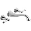Two Handle Wall Mount Bathroom Faucet Trim in Chrome — thumbnail 2