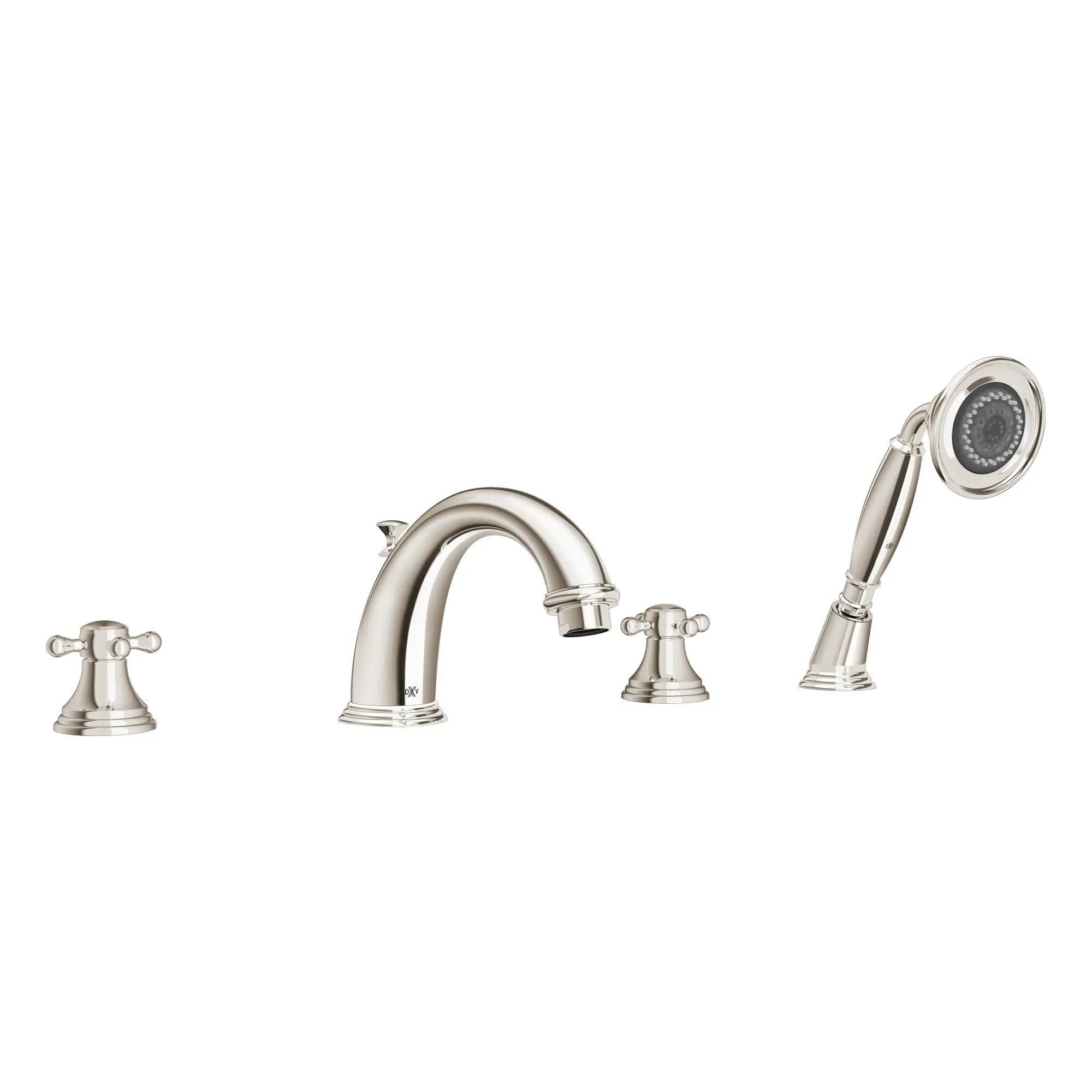 Ashbee 2-Handle Deck Mount Bathtub Faucet with Hand Shower and Cross Handles — thumbnail 3