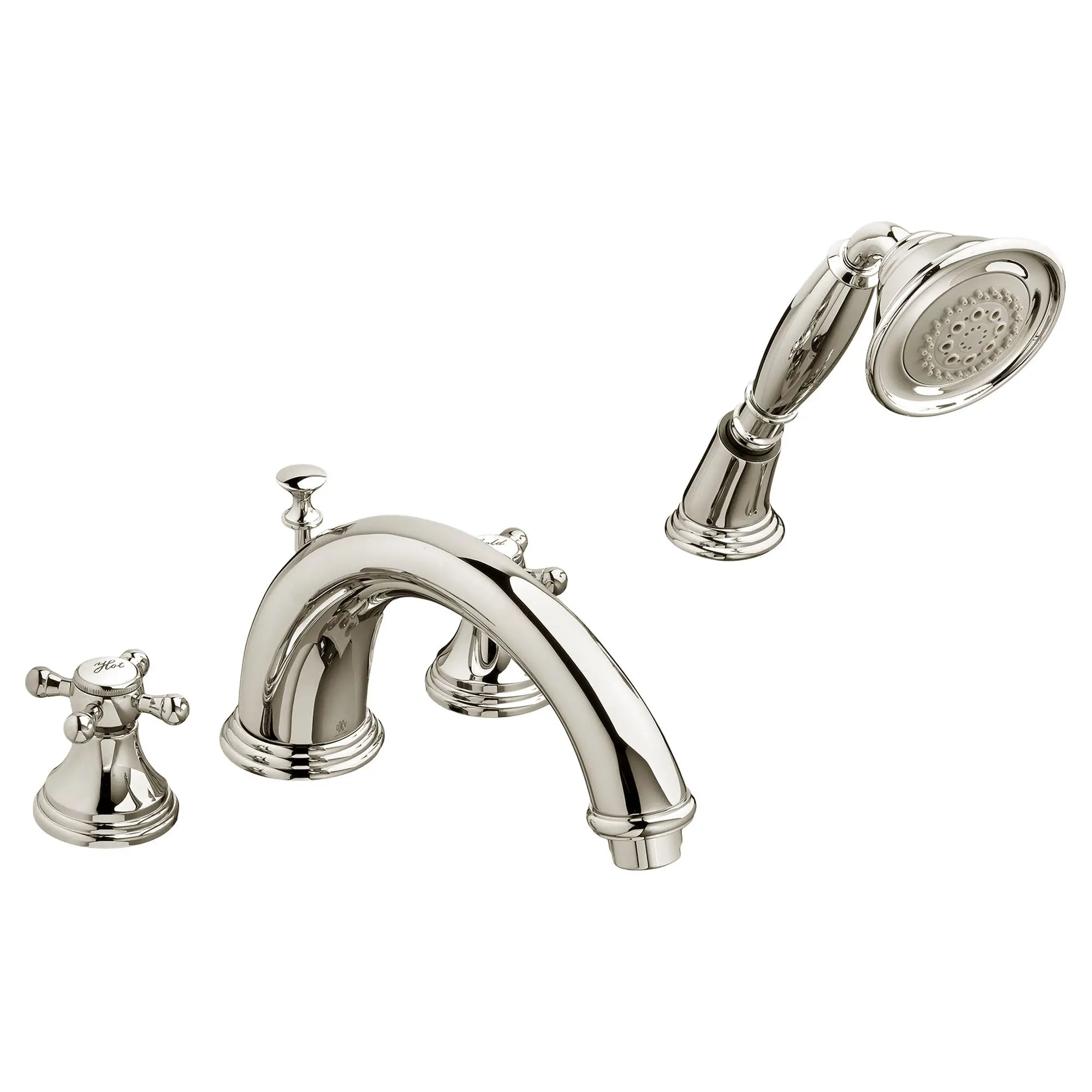 Ashbee 2-Handle Deck Mount Bathtub Faucet with Hand Shower and Cross Handles — thumbnail 2