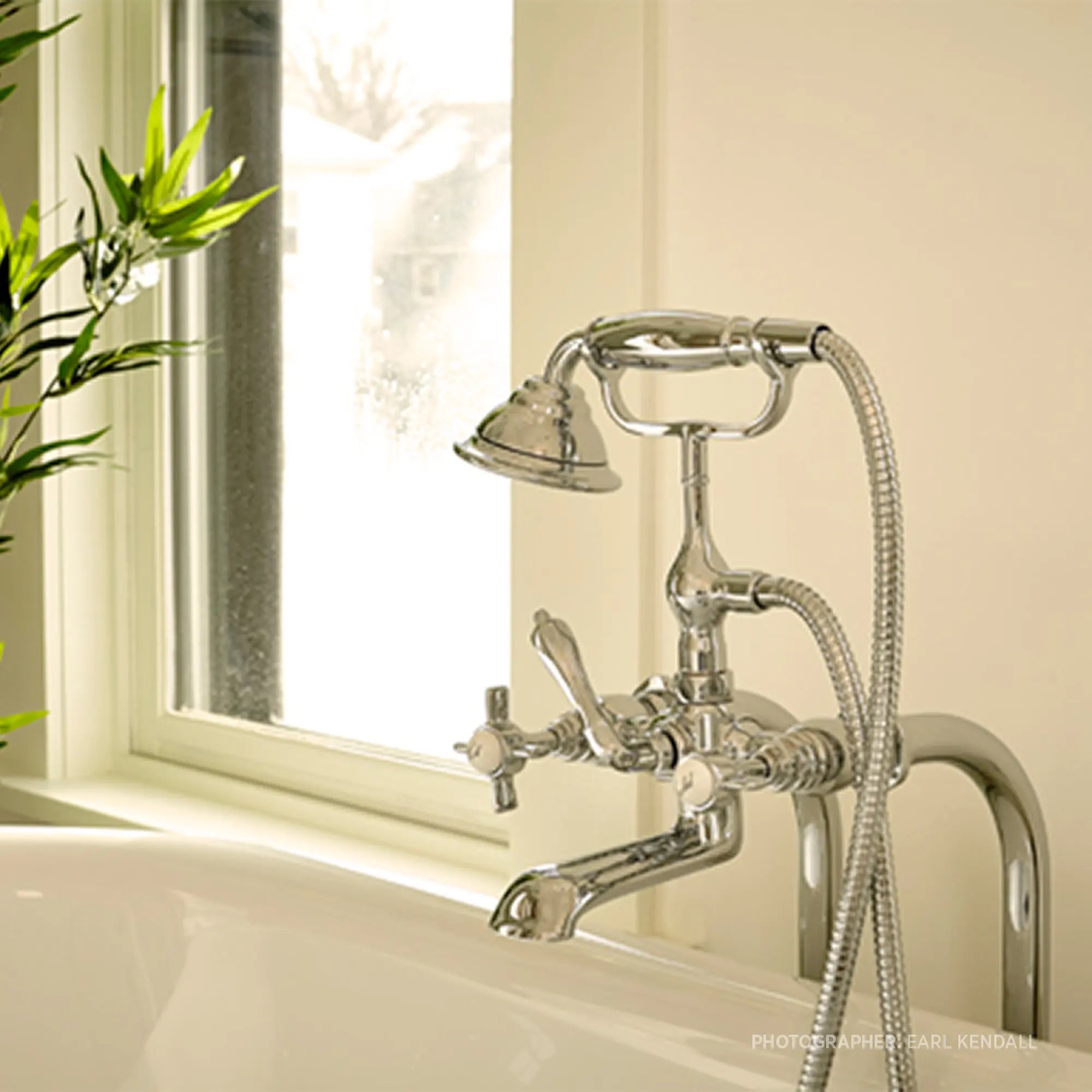 Traditional Floor Mount Tub Faucet with Ashbee Cross Handles — thumbnail 3