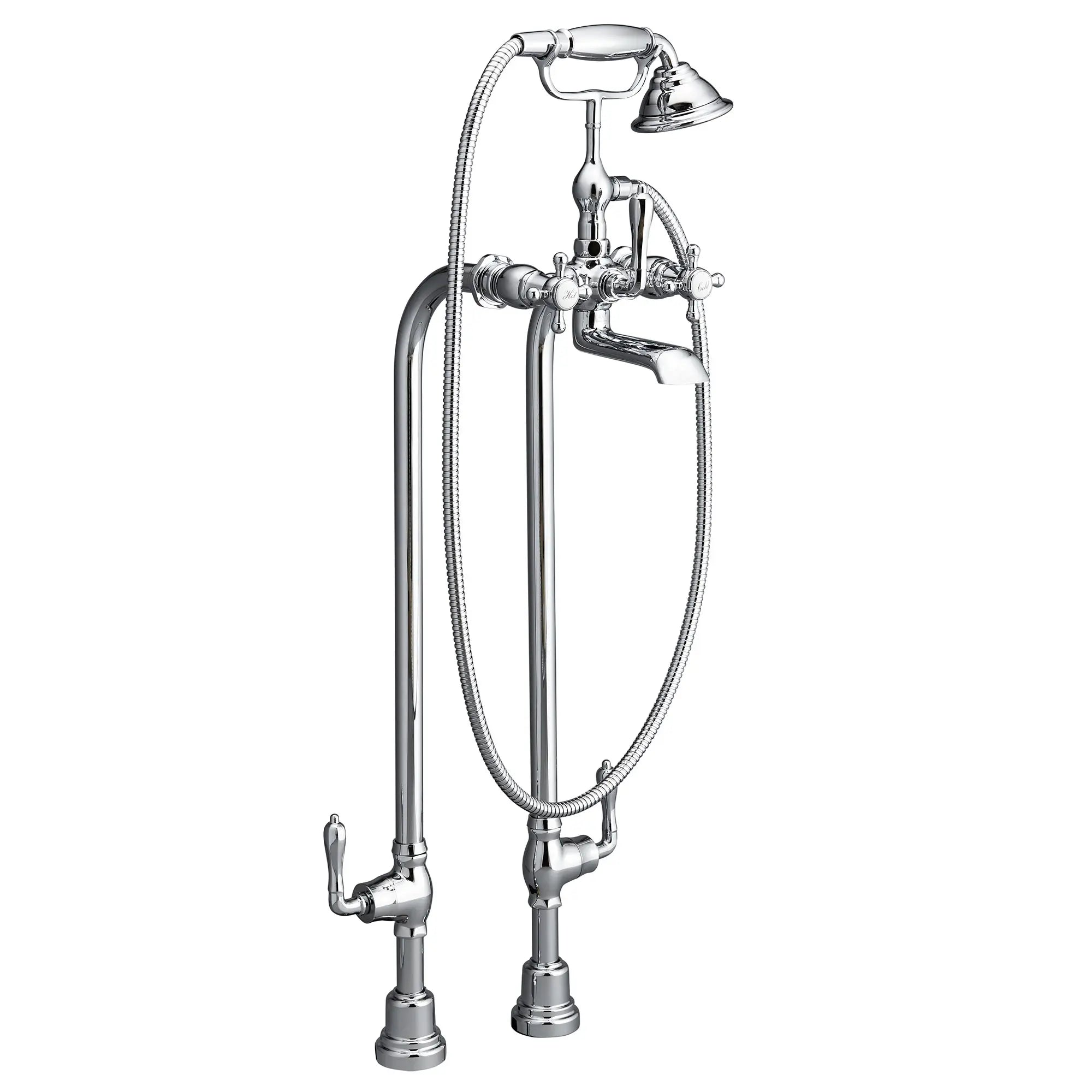 Traditional Floor Mount Tub Faucet with Ashbee Cross Handles — thumbnail 2