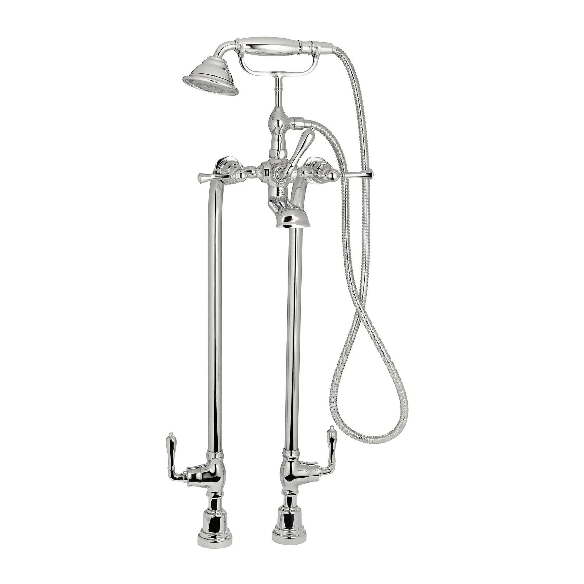 Transitional Floor-Mounted Bathtub Faucet With Randall Lever Handles