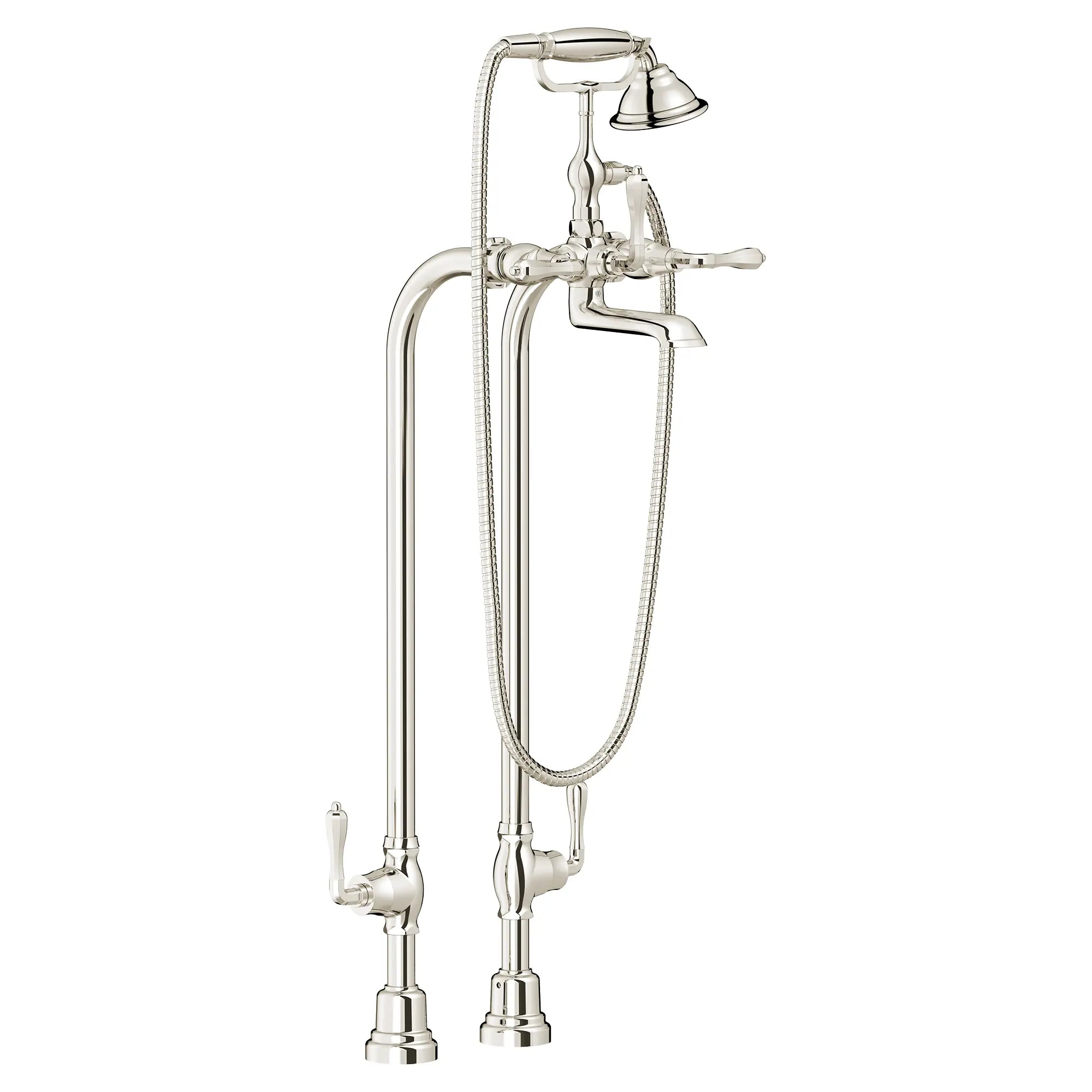 Traditional Floor Mount Bathtub Faucet with landfair Cross Handles — thumbnail 3
