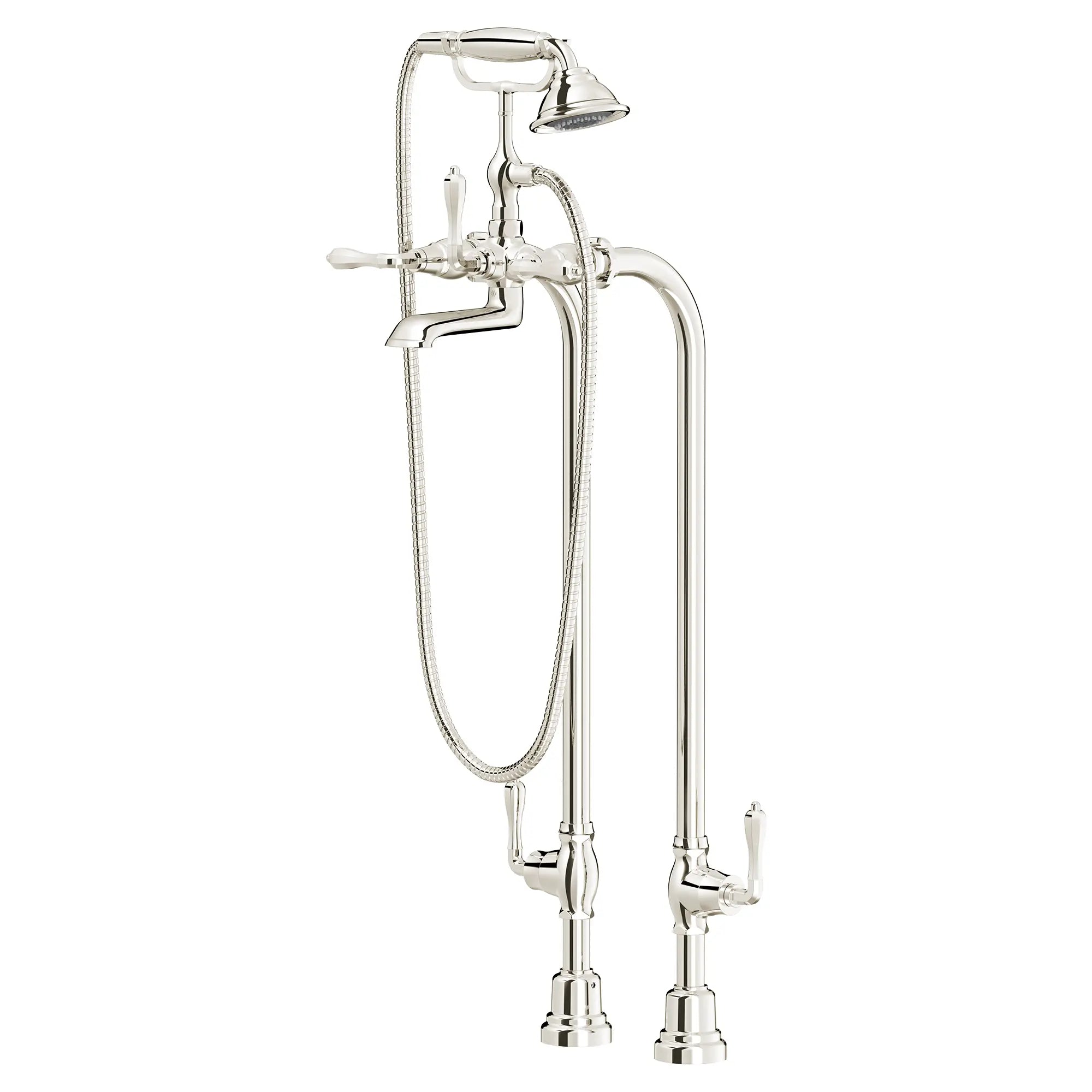 Traditional Floor Mount Bathtub Faucet with landfair Cross Handles — image 1