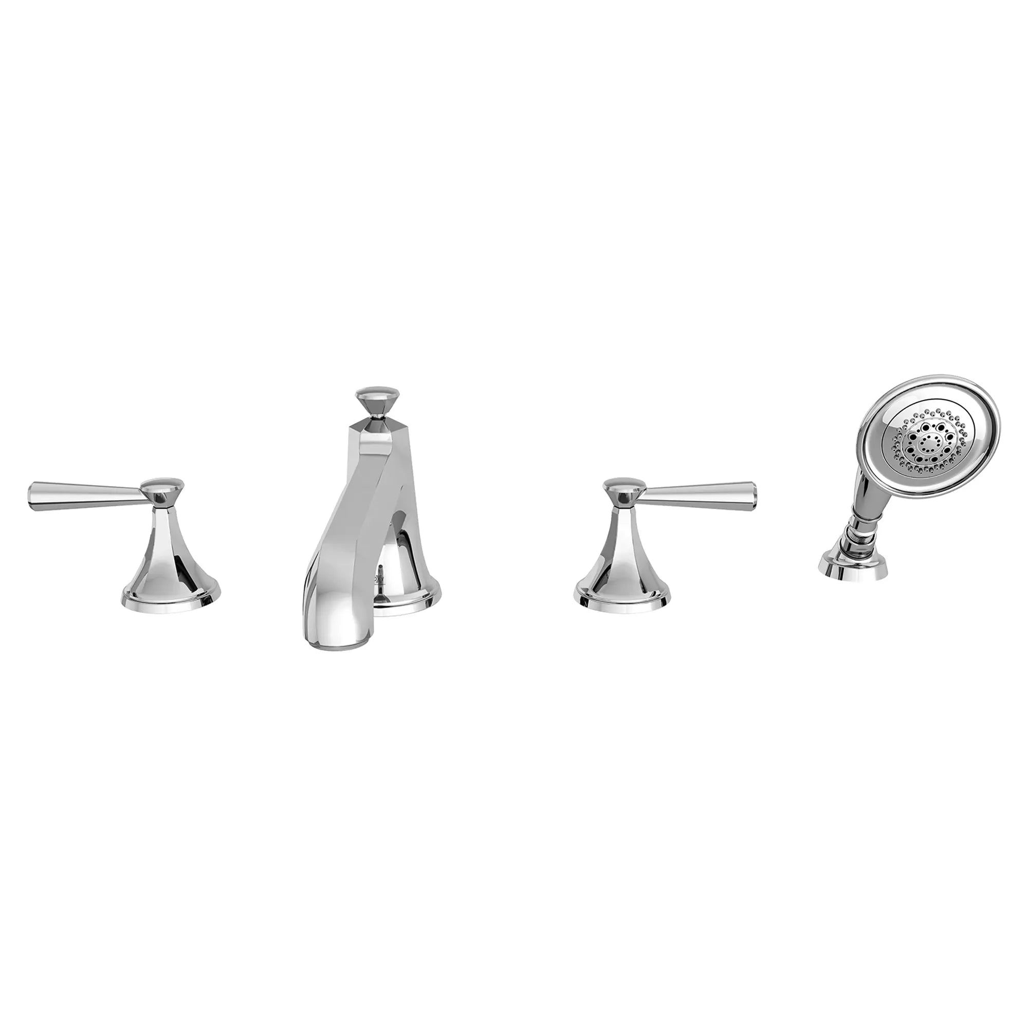 Fitzgerald 2-Handle Deck Mount Bathtub Faucet with Hand Shower and Lever Handles — thumbnail 2