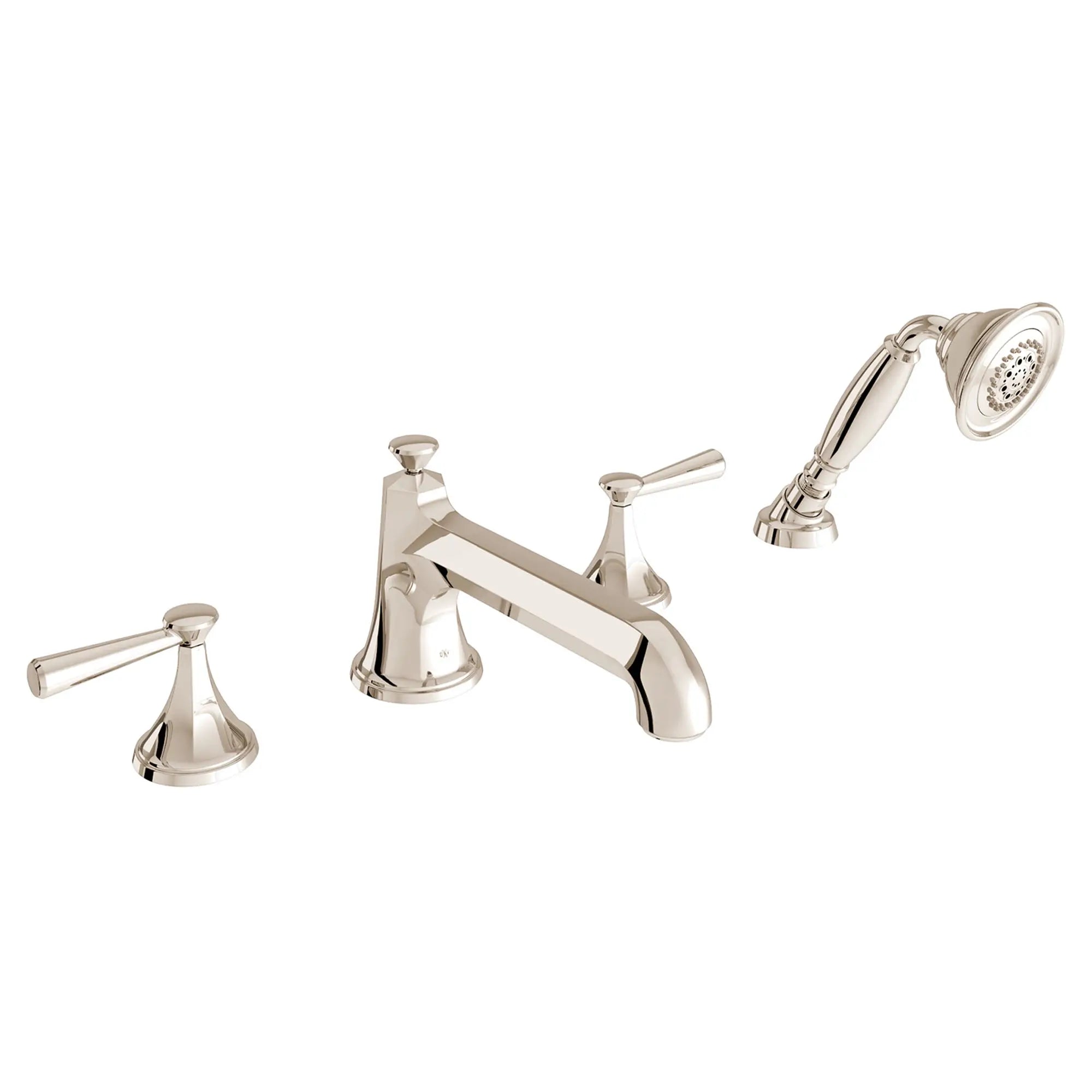 Fitzgerald 2-Handle Deck Mount Bathtub Faucet with Hand Shower and Lever Handles