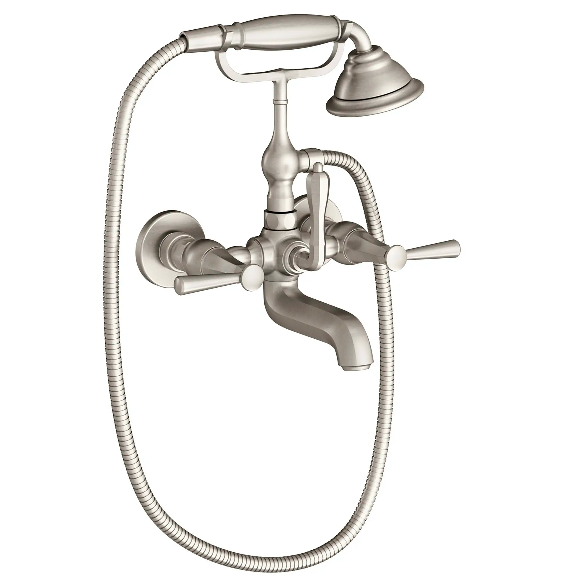 Fitzgerald Wall Mount Bathtub Faucet with Hand Shower and Lever Handles — thumbnail 3