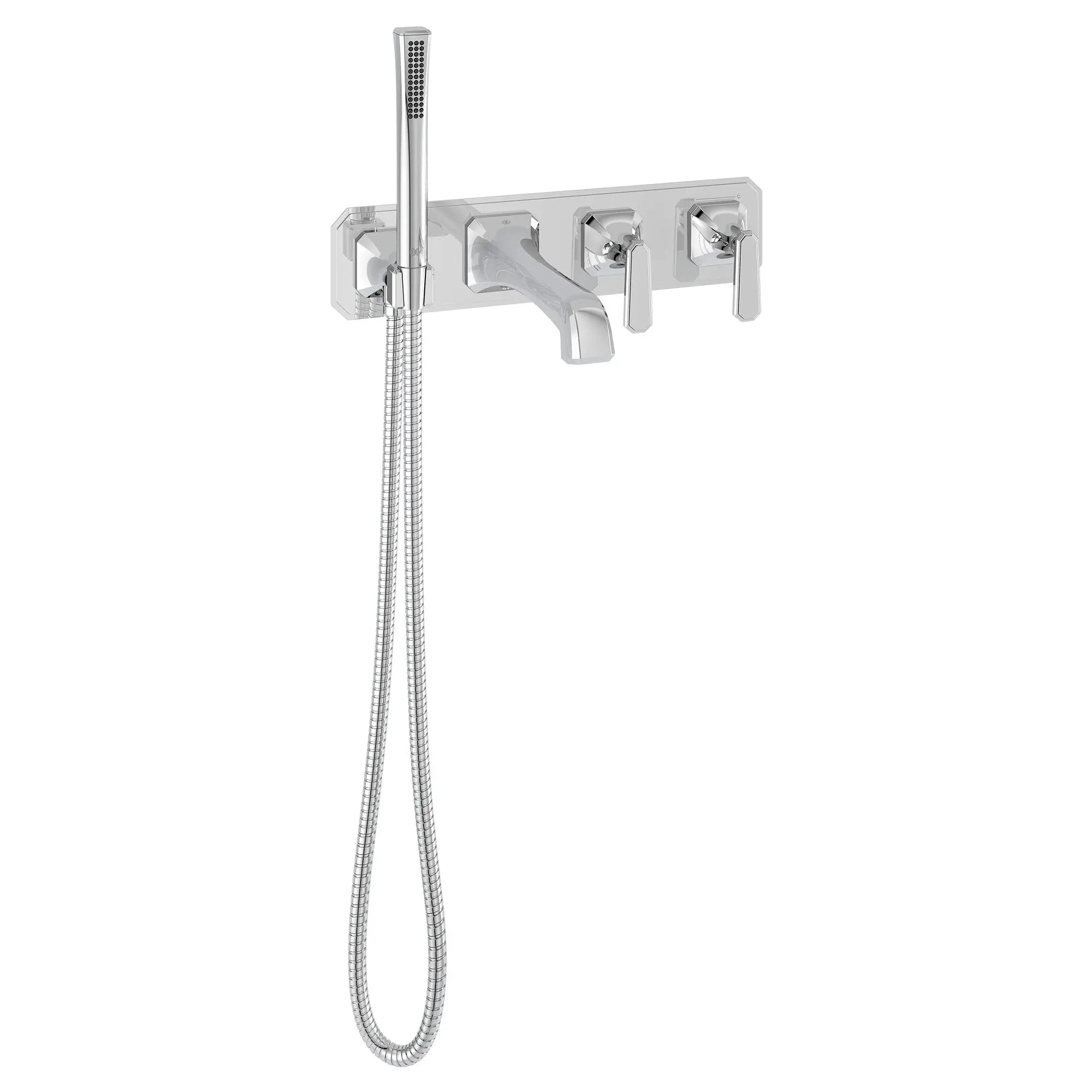 Belshire® 2-Handle Wall Mount Bathtub Faucet with Hand Shower and Lever Handles — thumbnail 2