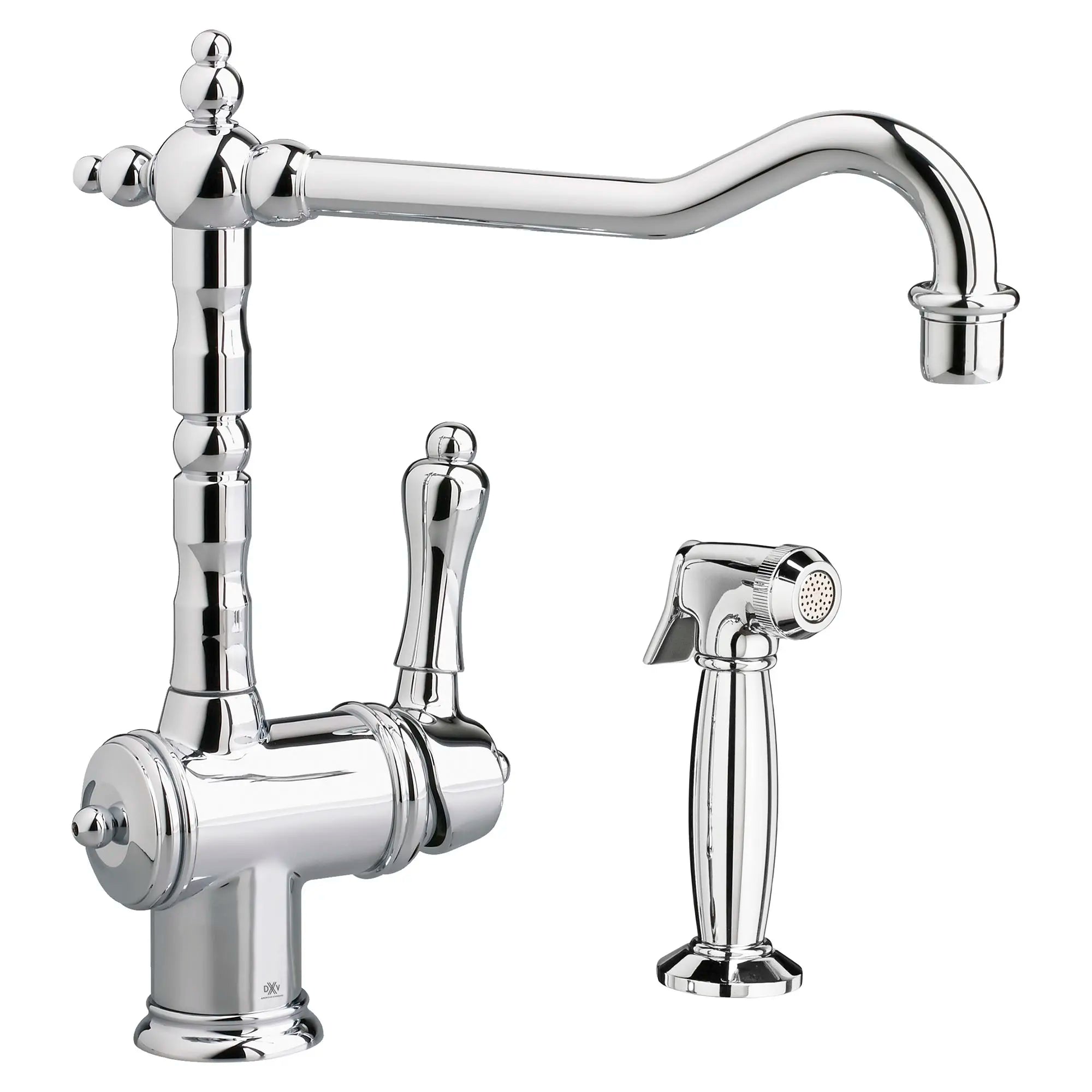 Victorian Single Handle Kitchen Faucet with Side Spray and Lever Handle — thumbnail 2