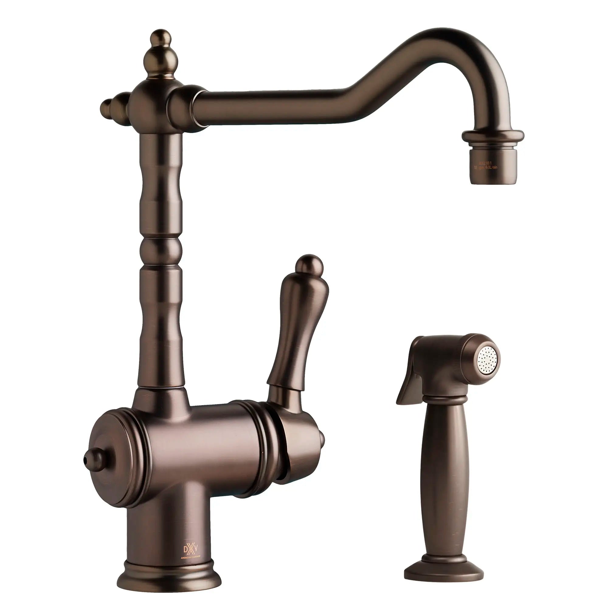 Victorian Single Handle Kitchen Faucet with Side Spray and Lever Handle — image 1