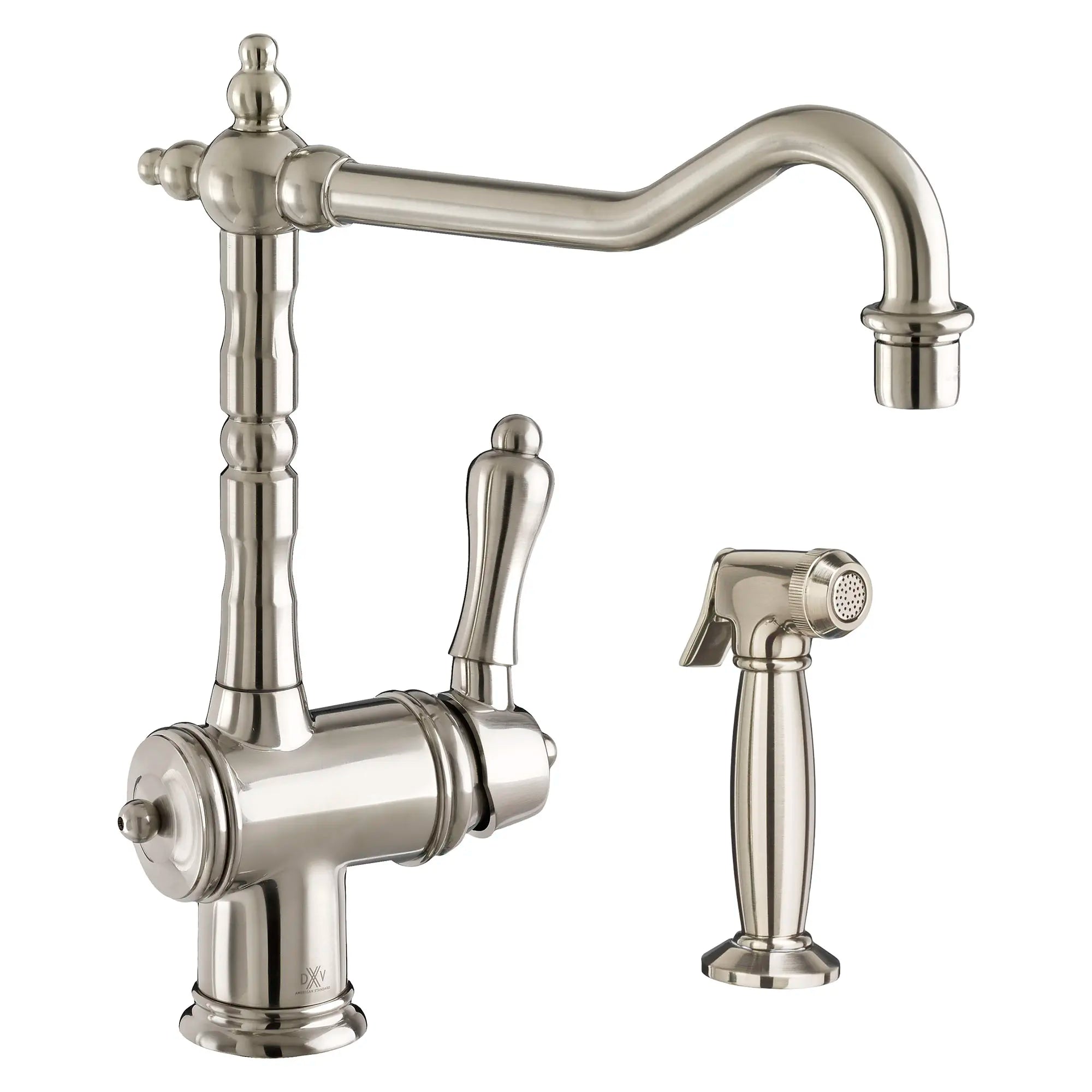 Victorian Single Handle Kitchen Faucet with Side Spray and Lever Handle — thumbnail 3