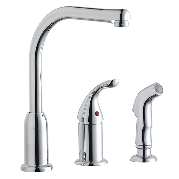 Elkay Everyday Kitchen Deck Mount Faucet with Remote Lever Handle and Side Spray Chrome — image 1