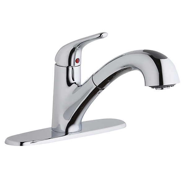 Elkay Everyday Single Hole Deck Mount Kitchen Faucet with Pull-out Spray Lever Handle + Optional Escutcheon — image 1