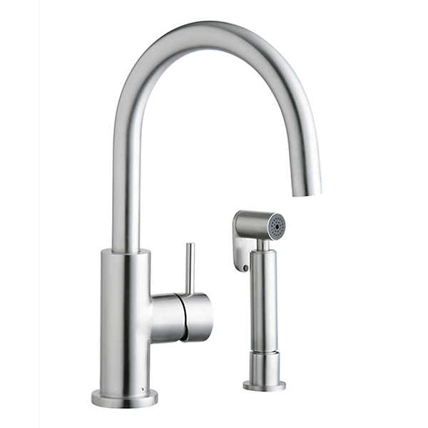 Elkay Allure Single Hole Kitchen Faucet with Lever Handle and Side Spray Satin Stainless Steel — image 1