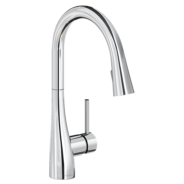 Elkay Gourmet Single Hole Kitchen Faucet with Pull-down Spray and Forward Only Lever Handle