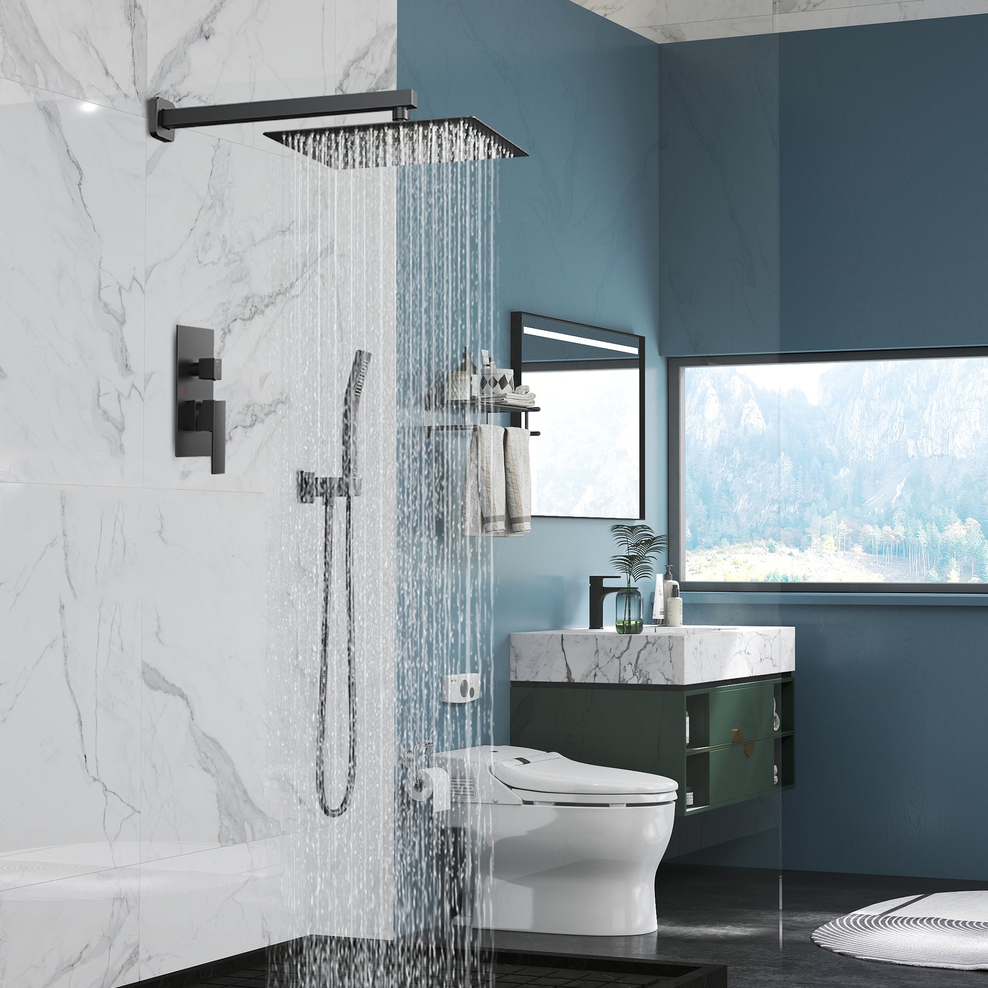 Forious Max  Stainless steel 8inch Bathroom Wall Mounted Rainfall Shower Head System with Faucet — thumbnail 3