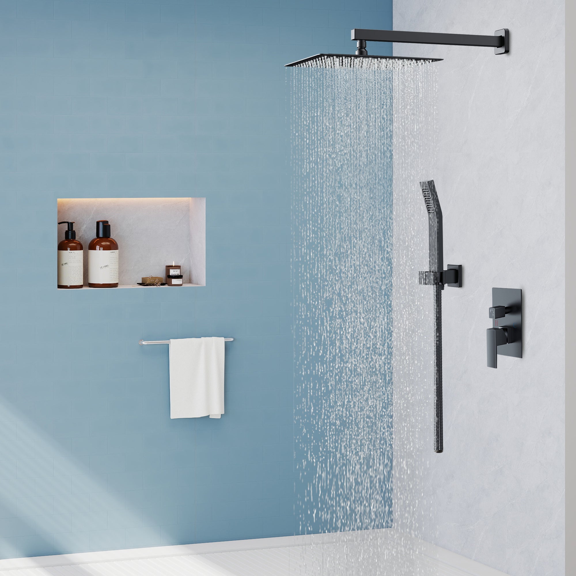 Forious Max  Stainless steel 8inch Bathroom Wall Mounted Rainfall Shower Head System with Faucet — thumbnail 2