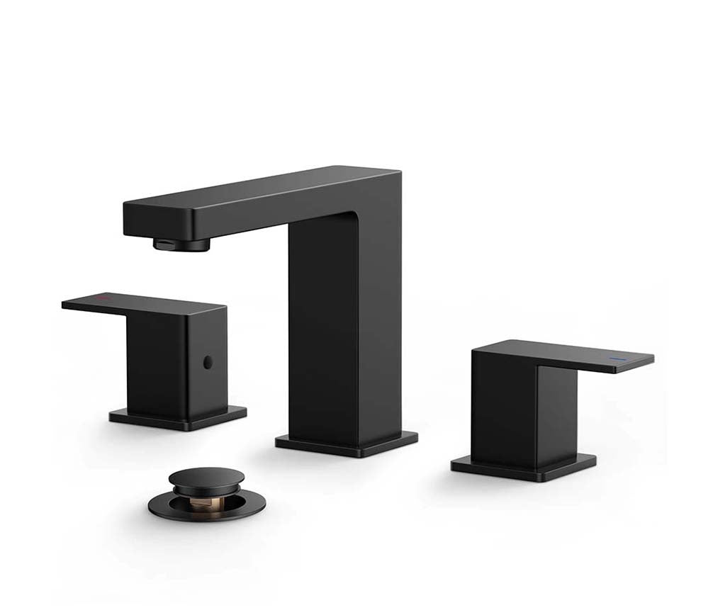 FORIOUS Bathroom Faucet for Sink 3 Hole, 2 Handle Bathroom Faucet with Drain, 3 Hole Bathroom Sink Faucet, 8" Widespread Bathroom Faucet