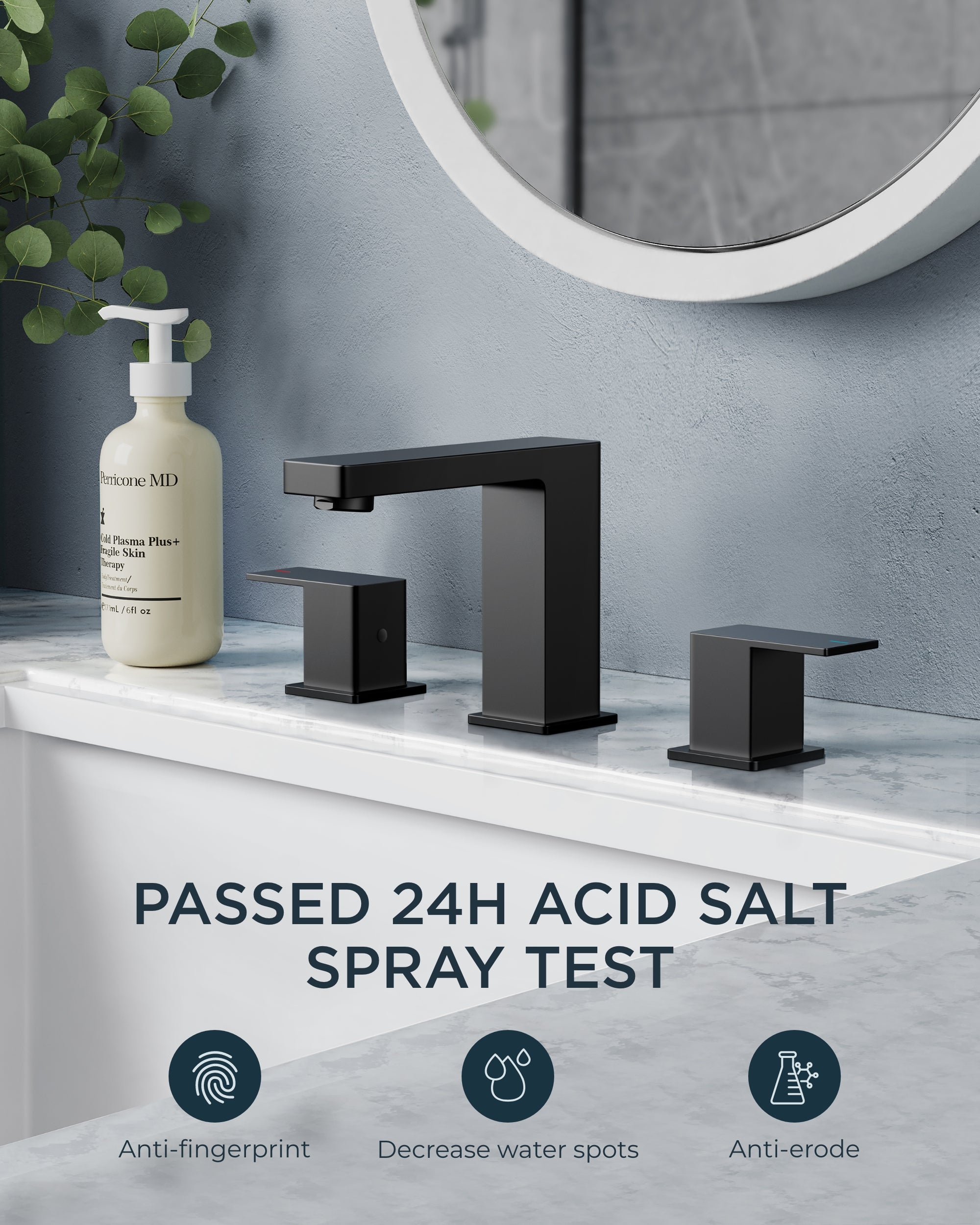 FORIOUS Bathroom Faucet for Sink 3 Hole, 2 Handle Bathroom Faucet  with Drain, 3 Hole Bathroom Sink Faucet, 8" Widespread Bathroom Faucet — thumbnail 3