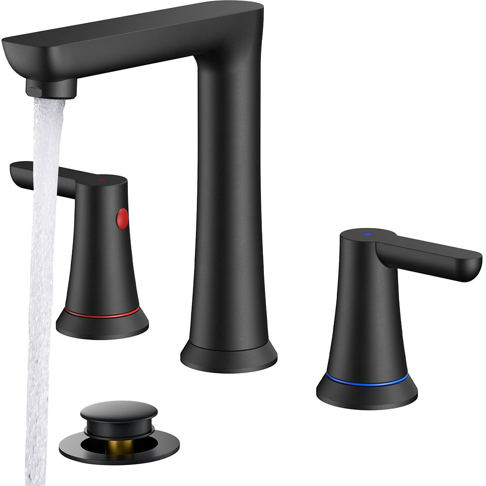 FORIOUSBathroom Faucet 3 Hole, Two Handle 8 Inch Widespread Bathroom Sink Faucet 3 Hole with Metal Pop-up Drain, cUPC Supply Lines and Water Saving Aerator for Vanity, or Commercial FB-03134 — image 1