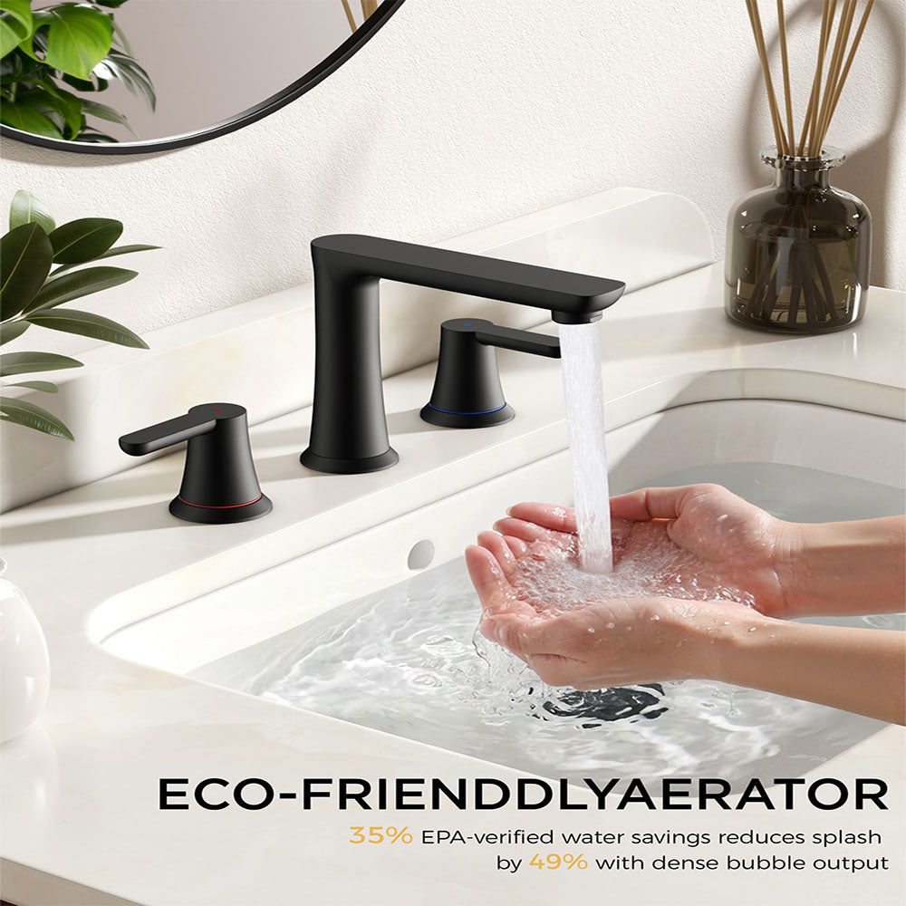 FORIOUSBathroom Faucet 3 Hole, Two Handle 8 Inch Widespread Bathroom Sink Faucet 3 Hole with Metal Pop-up Drain, cUPC Supply Lines and Water Saving Aerator for Vanity, or Commercial FB-03134 — thumbnail 2