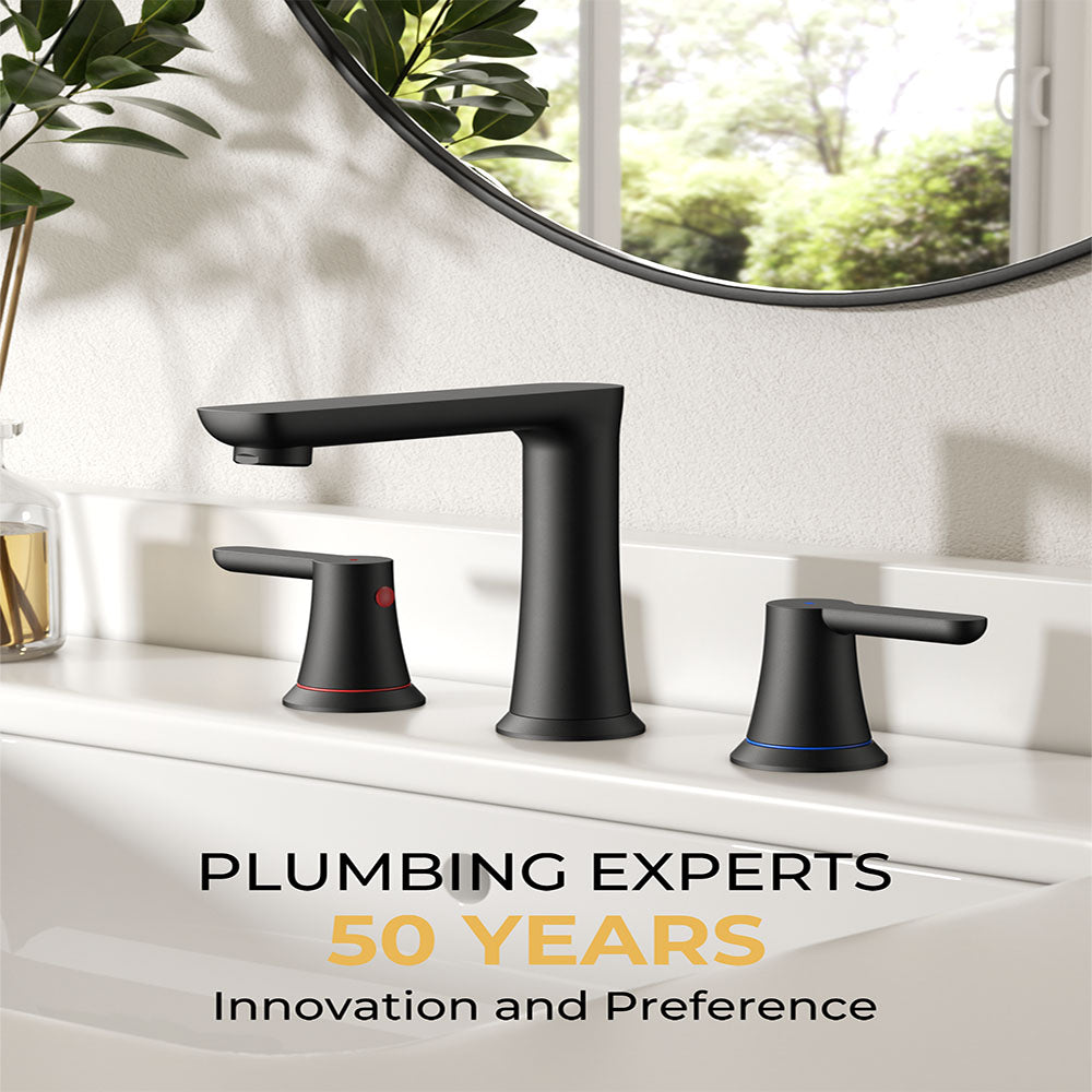 FORIOUSBathroom Faucet 3 Hole, Two Handle 8 Inch Widespread Bathroom Sink Faucet 3 Hole with Metal Pop-up Drain, cUPC Supply Lines and Water Saving Aerator for Vanity, or Commercial FB-03134 — thumbnail 3