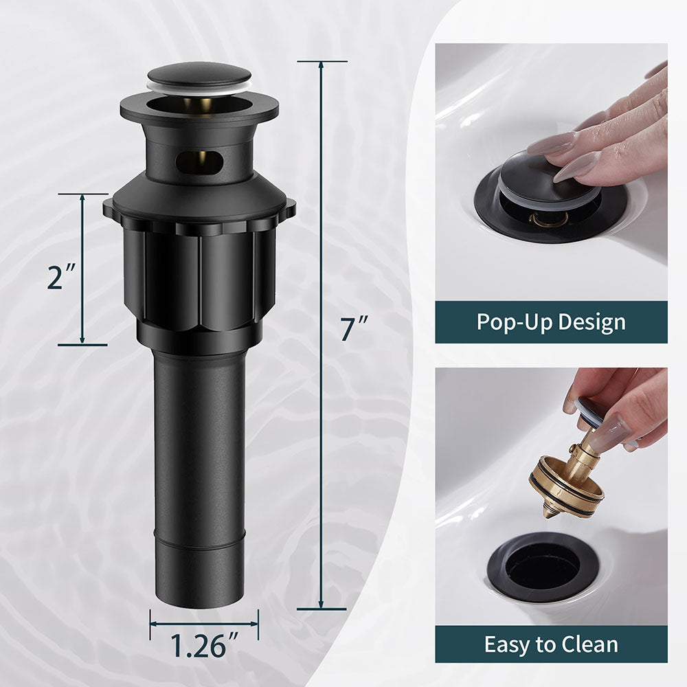 FORIOUS  Bathroom Faucet Single Handle One Hole Antique Waterfall Bathroom Faucet with Metal Pop Up Drain and Deck Plate for Lavatory Vanity Farmhouse RV — thumbnail 3