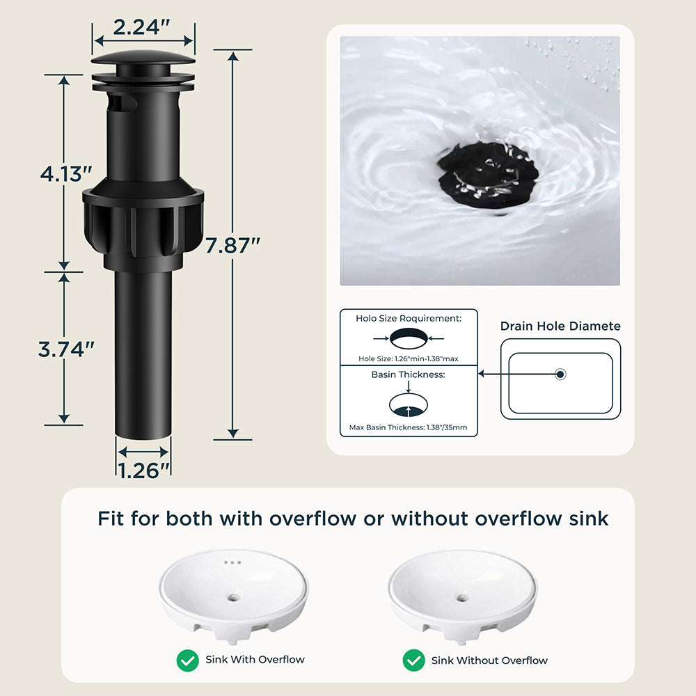 FORIOUS Single Hole Bar Sink Faucet with Pull Down Sprayer, Matte Black Bathroom Faucet for Sink 3 Hole with Pop Up Drain Hose, Suitable for Bath, RV, Laundry, Restroom & Utility Sink — thumbnail 2