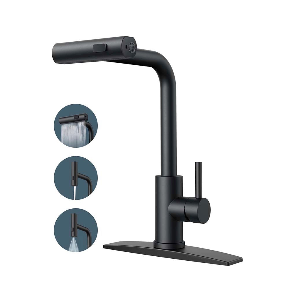 Kitchen Faucets Touchless Waterfall with Pull Down Sprayer, Stainless Steel Kitchen Sink Faucet 3 in 1 Function, Waterfall Modern Faucet for Kitchen Sink — image 1