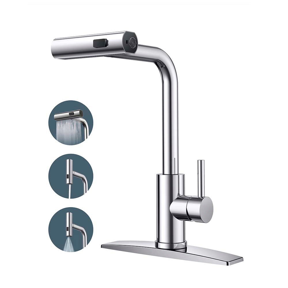 Kitchen Faucets Touchless Waterfall with Pull Down Sprayer, Stainless Steel Kitchen Sink Faucet 3 in 1 Function, Waterfall Modern Faucet for Kitchen Sink — image 1