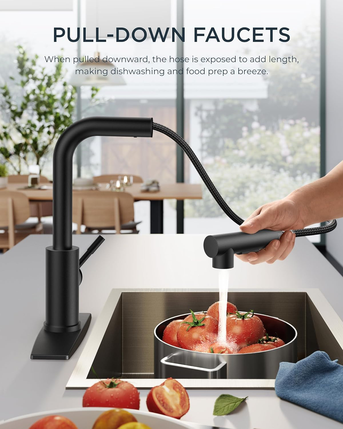 FORIOUS  Kitchen Sink Faucet with Pull Down Sprayer Single Handle  Stainless Steel — thumbnail 2