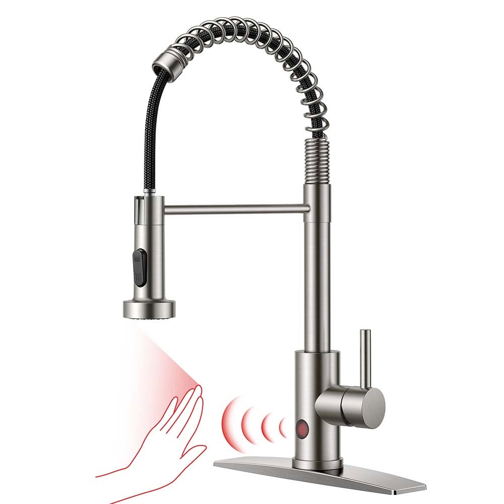 FORIOUS Kitchen Faucet with Pull Down Sprayer 1 or 3 Hole for Farmhouse with soap dispenser,led light