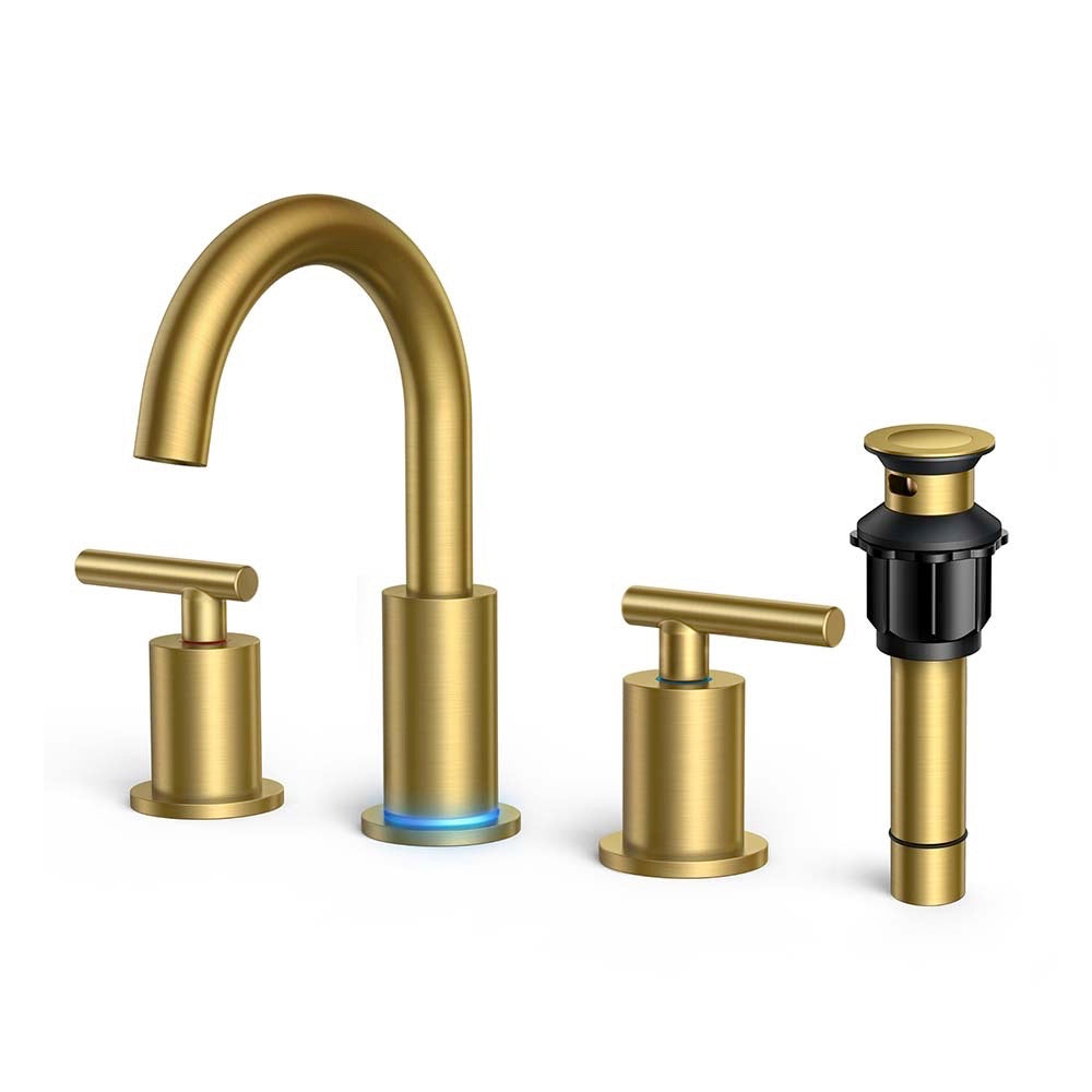 FORIOUS Bathroom Faucet 3 Hole, 8 Inch Widespread Bathroom Faucet with Metal Pop-up Drain Assembly