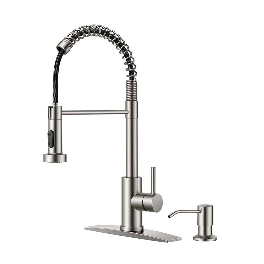 FORIOUS Kitchen Faucet with Pull Down Sprayer 1 or 3 Hole for Farmhouse with soap dispenser,led light