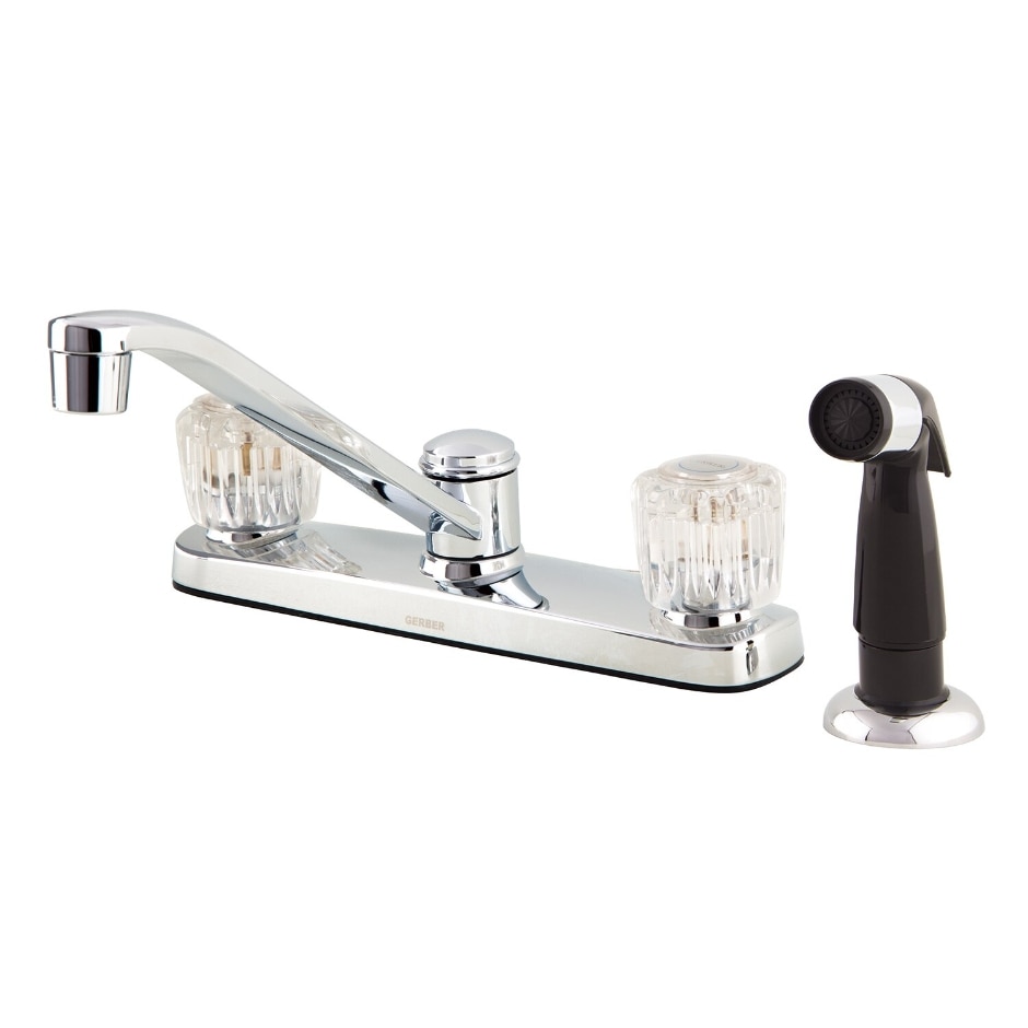Maxwell® SE Two Handle Kitchen Faucet w/ Acrylic Handles Spray & 8" D-Tube Spout