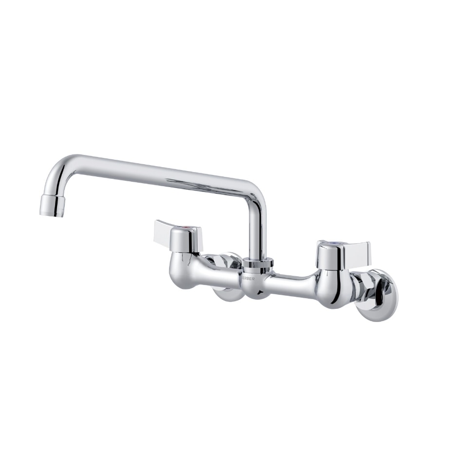 Gerber Classics™ Two Handle Wall Mount Kitchen Faucet with Metal Handles and 12" Swing Spout — image 1