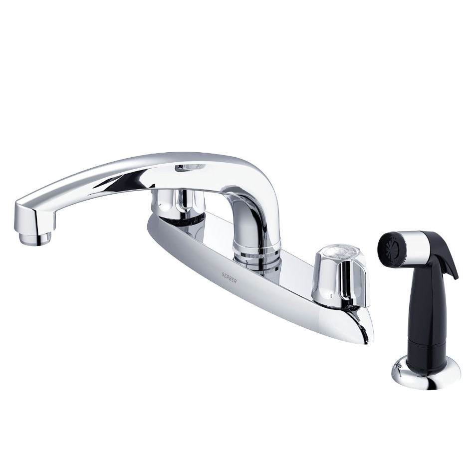 Gerber Classics™ Two Handle Cover Plate Mounted Kitchen Faucet with Metal Fluted Handles and Sidespray — image 1