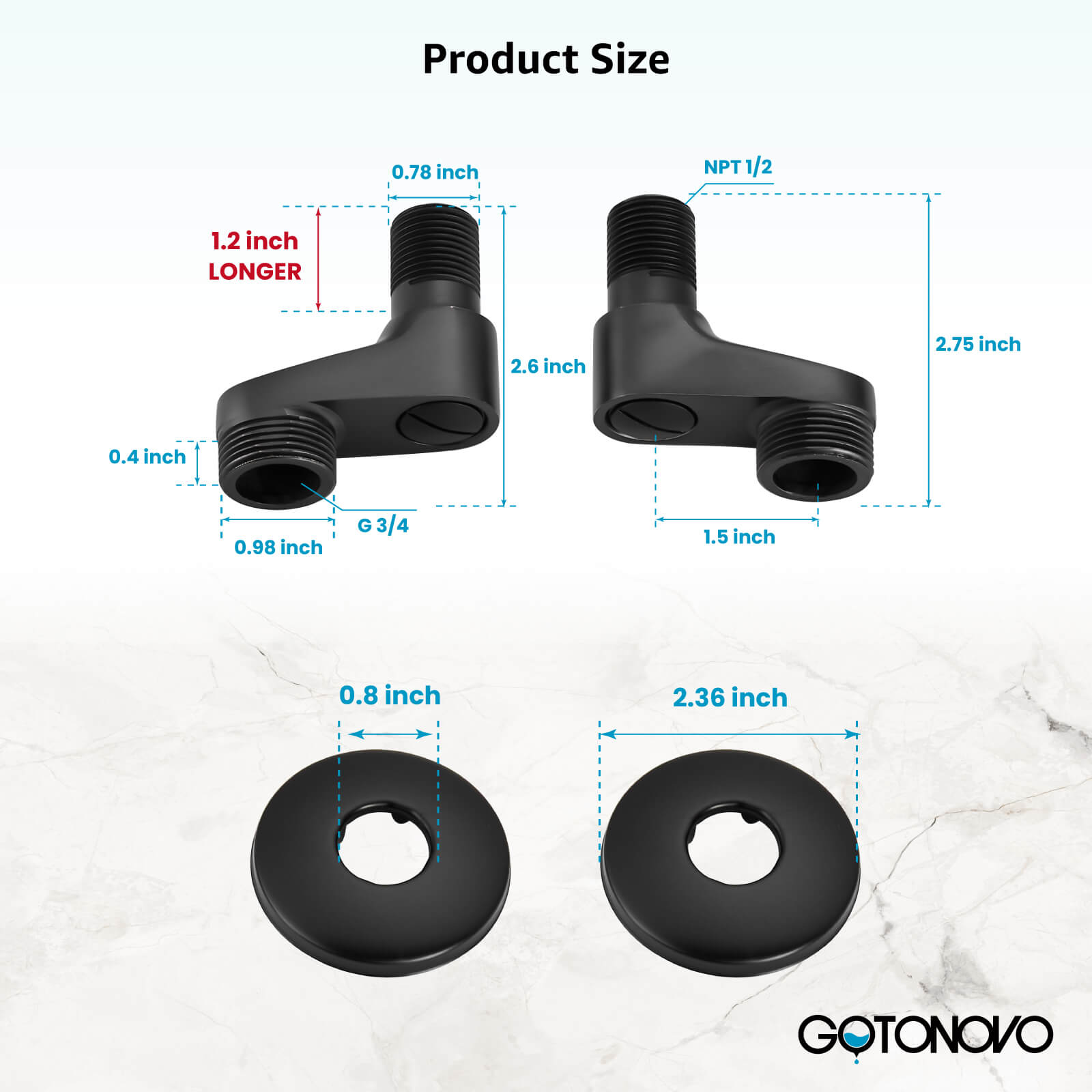 Clawfoot Tub 3-3/8 Inch Adapter Claw Foot Bathtub Kitchen Faucet Adjustable Swing Arms Commercial Utility Eccentric Screw Plus Size 1 Pair — thumbnail 3