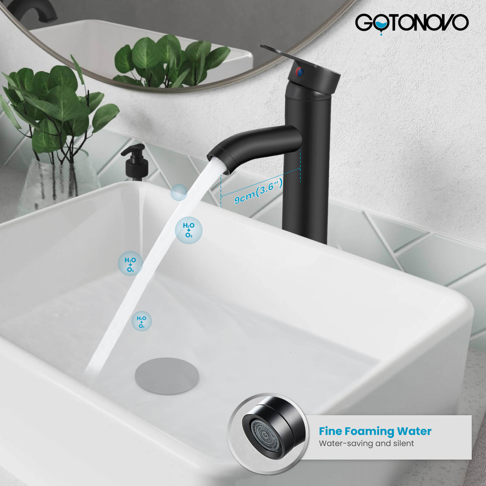 gotonovo Bathroom Vessel Sink Faucet Single Handle Lavatory Vanity Mixer Tap Tall Spout Single Hole — thumbnail 3