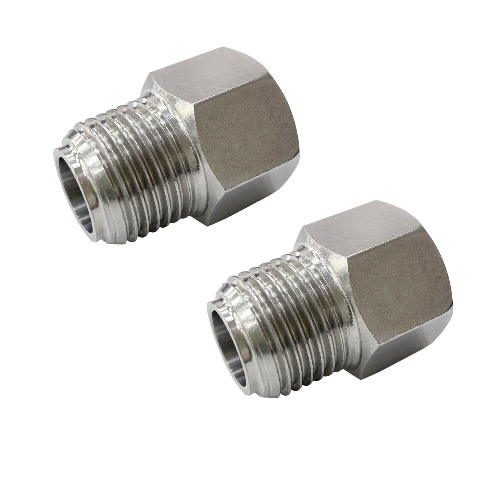 G1/2 Inch Female To NPT1/2 Inch Male Threads Adapter Shower Fixture 304SS Material Sink Faucet Stainless Steel 2 Pack