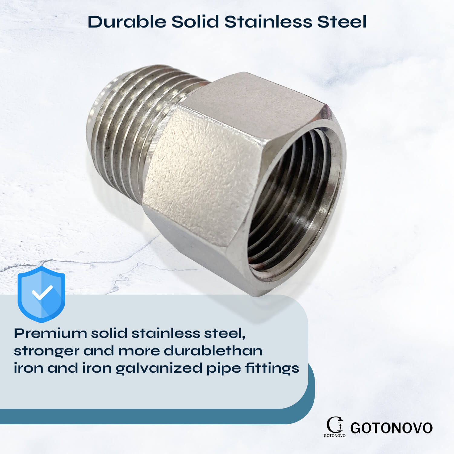 G1/2 Inch Female To NPT1/2 Inch Male Threads Adapter Shower Fixture 304SS Material Sink Faucet Stainless Steel 2 Pack — thumbnail 3